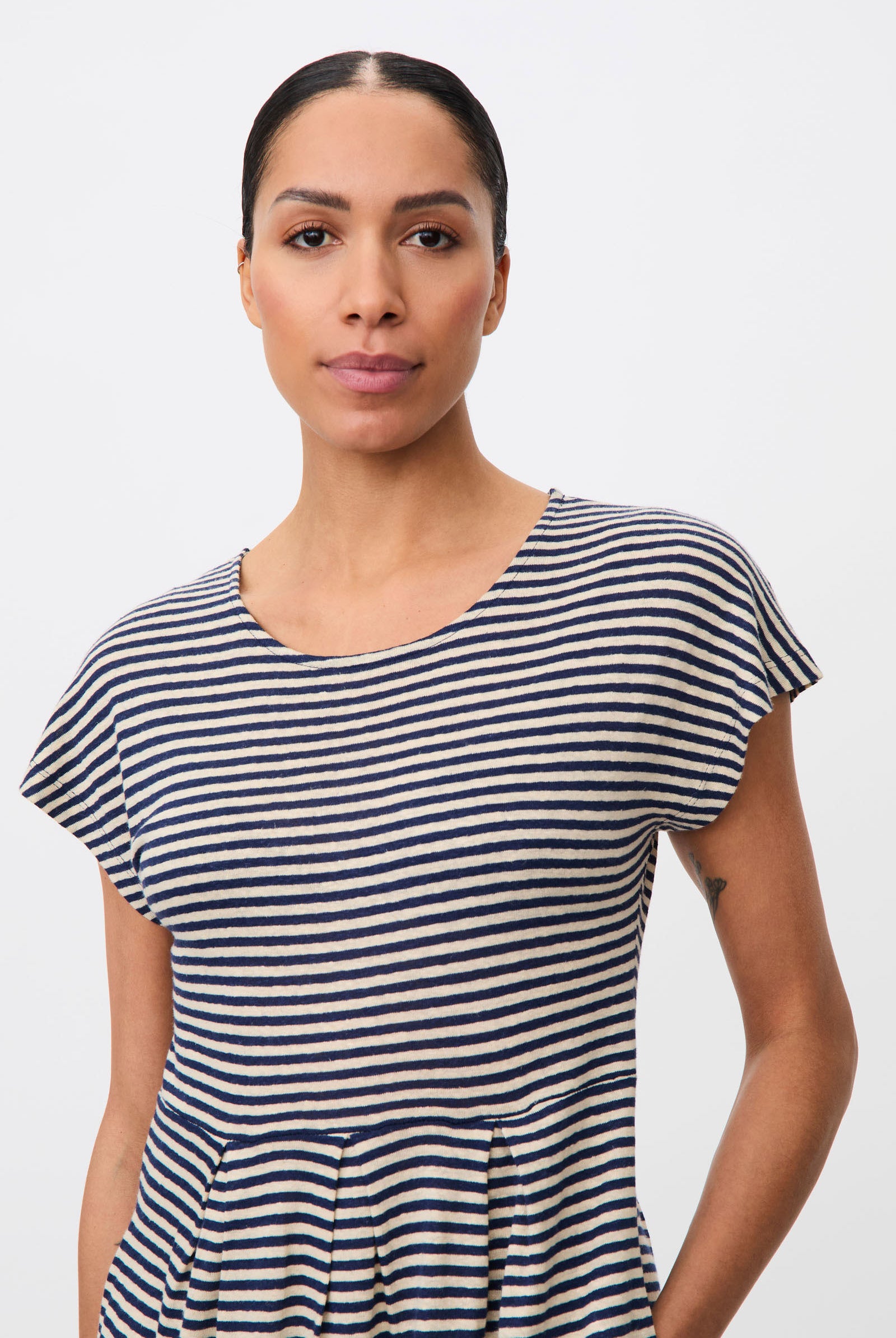 Masai Olnia Striped Linen-blend Jersey Dress - Medieval Blue