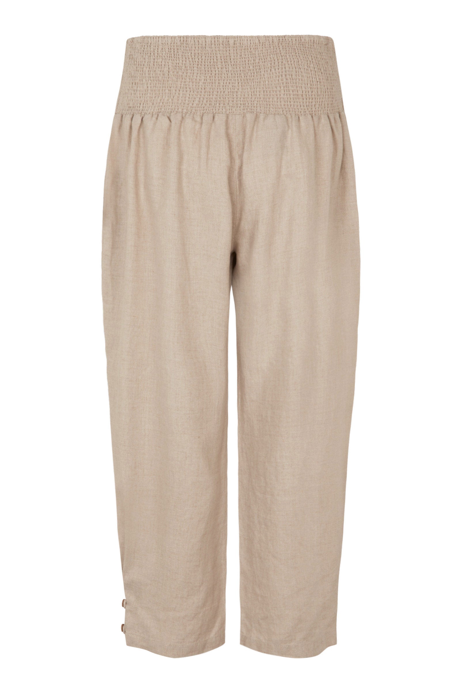 Masai Penna Linen Elastic Waist Cropped Trousers - Natural