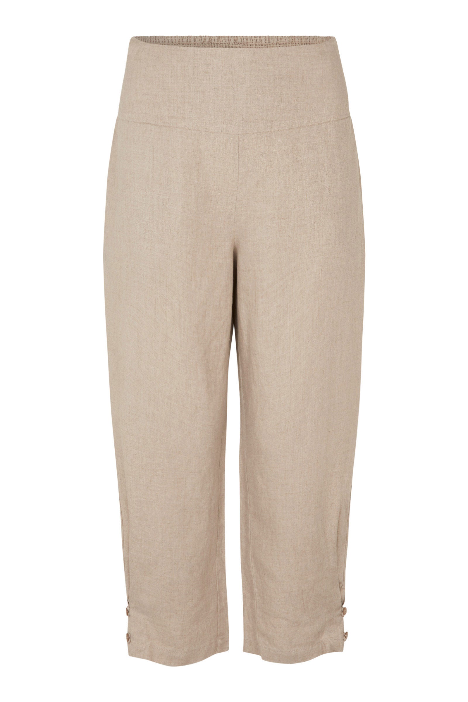 Masai Penna Linen Elastic Waist Cropped Trousers - Natural