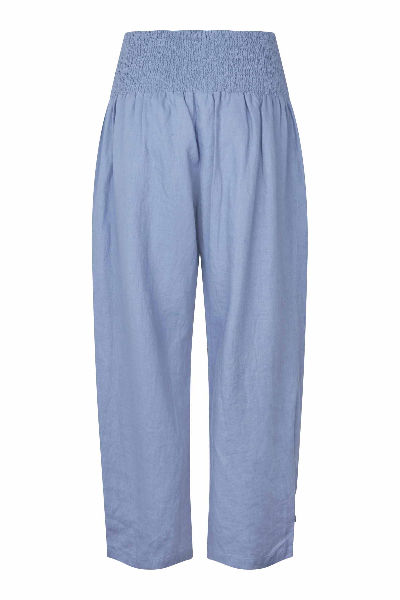 Masai Penna Linen Elastic Waist Cropped Trousers - Stonewash