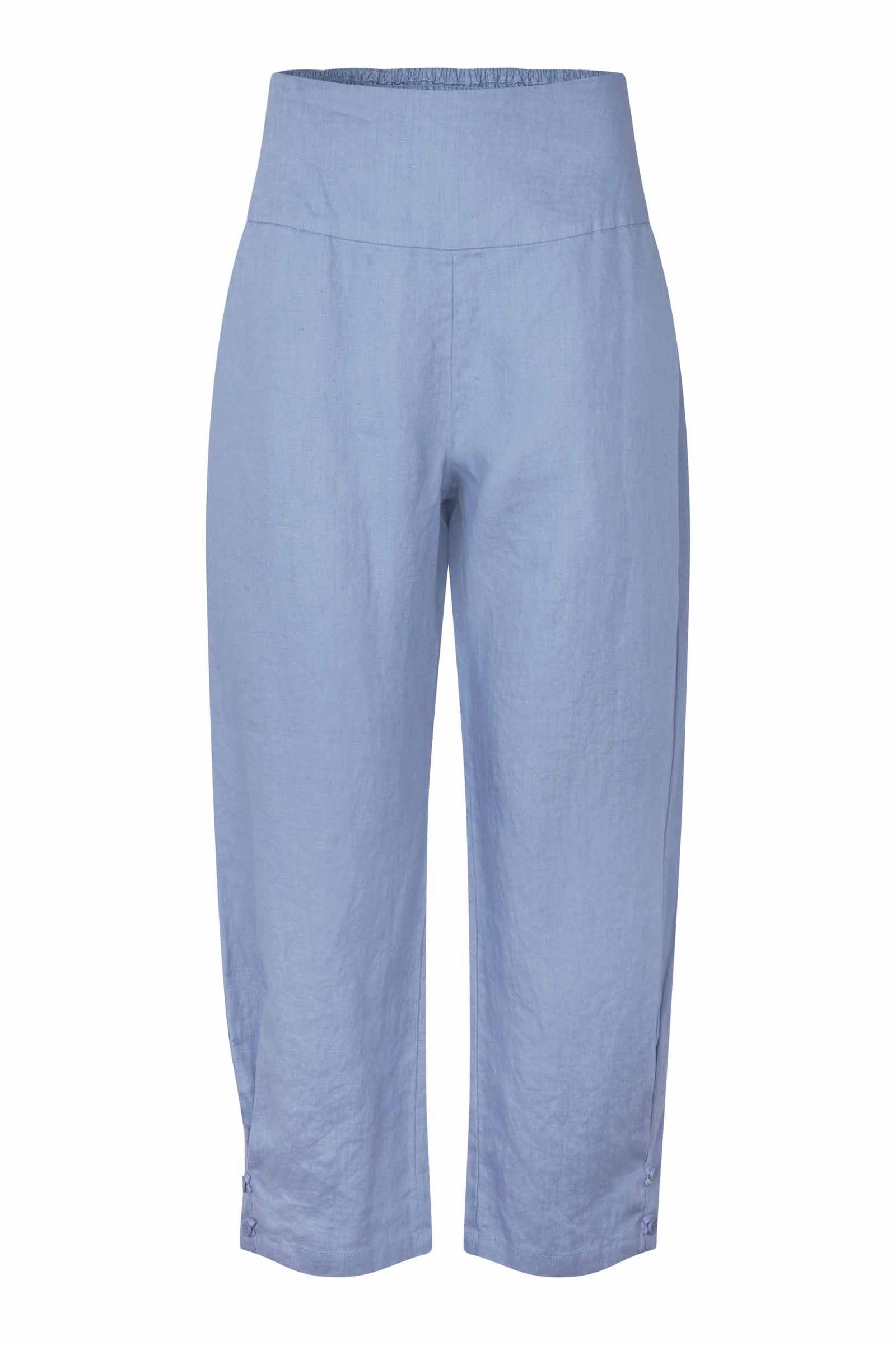 Masai Penna Linen Elastic Waist Cropped Trousers - Stonewash