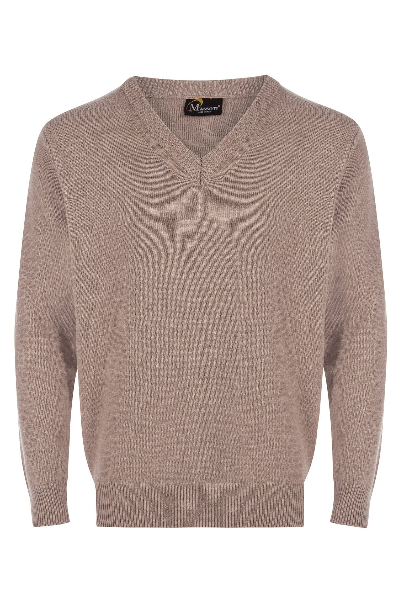 Massoti Lambswool V Neck Jumper - Fawn