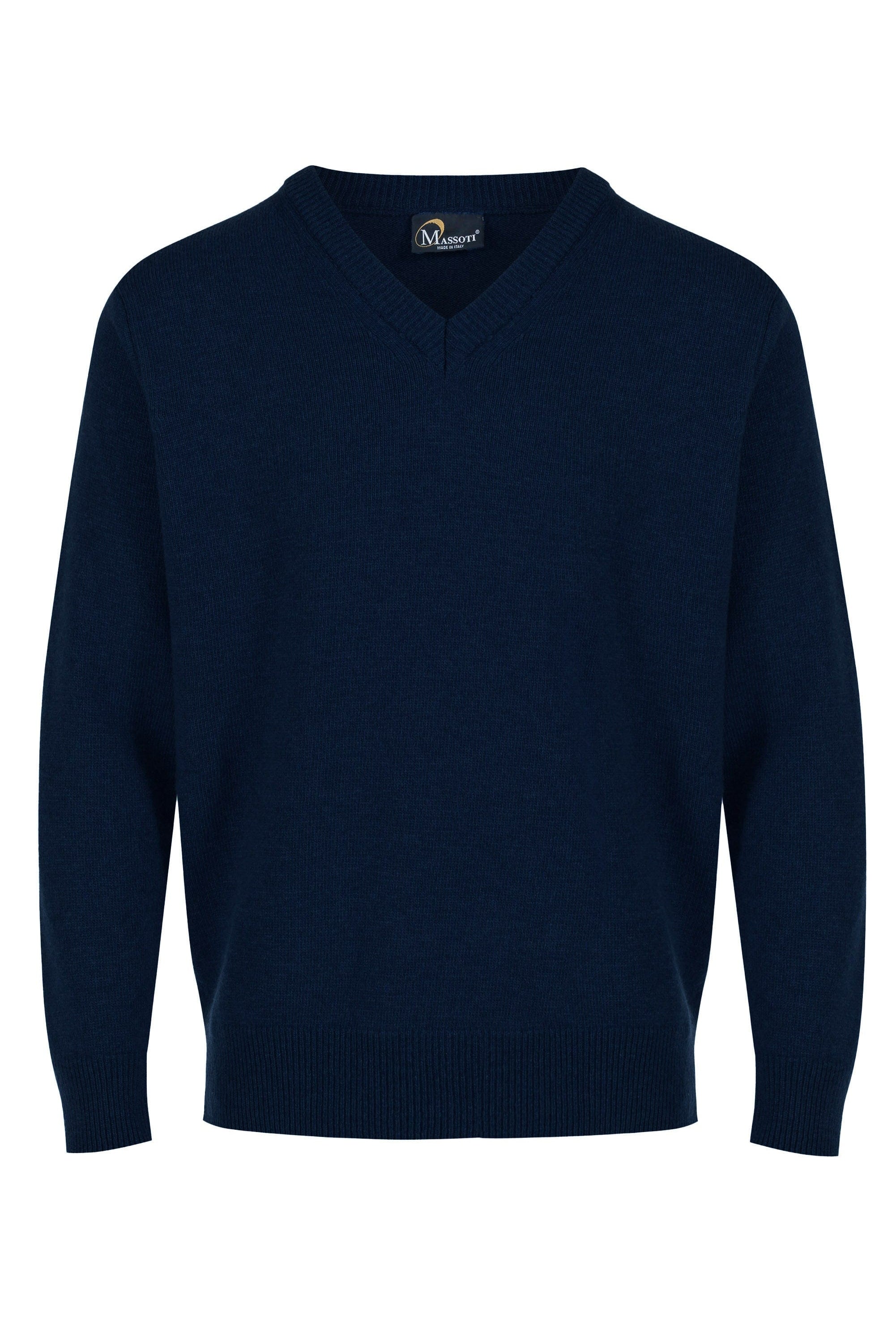 Massoti Lambswool V Neck Jumper - Navy