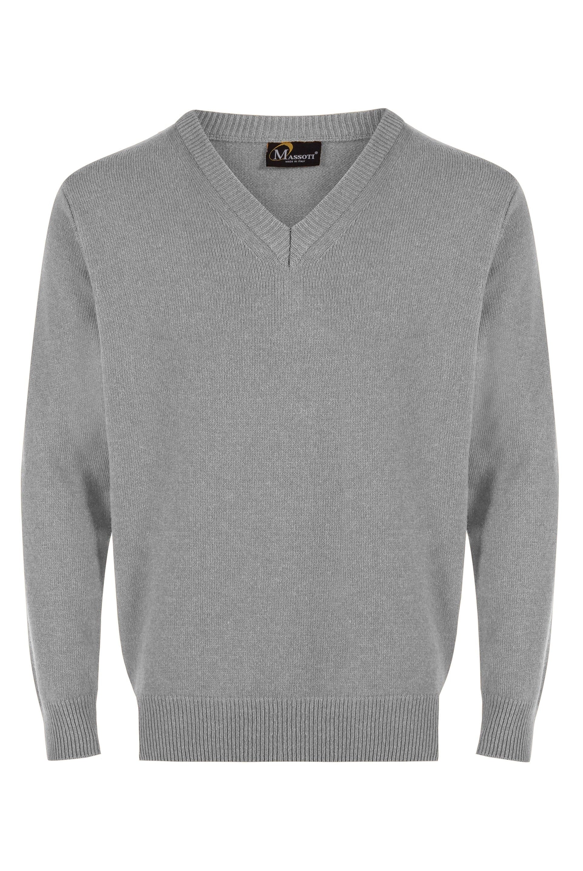 Massoti Lambswool V Neck Jumper - Silver