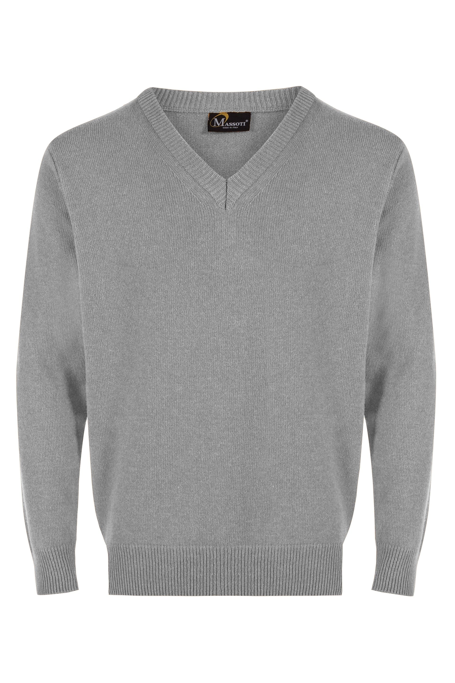 Massoti Lambswool V Neck Jumper - Silver