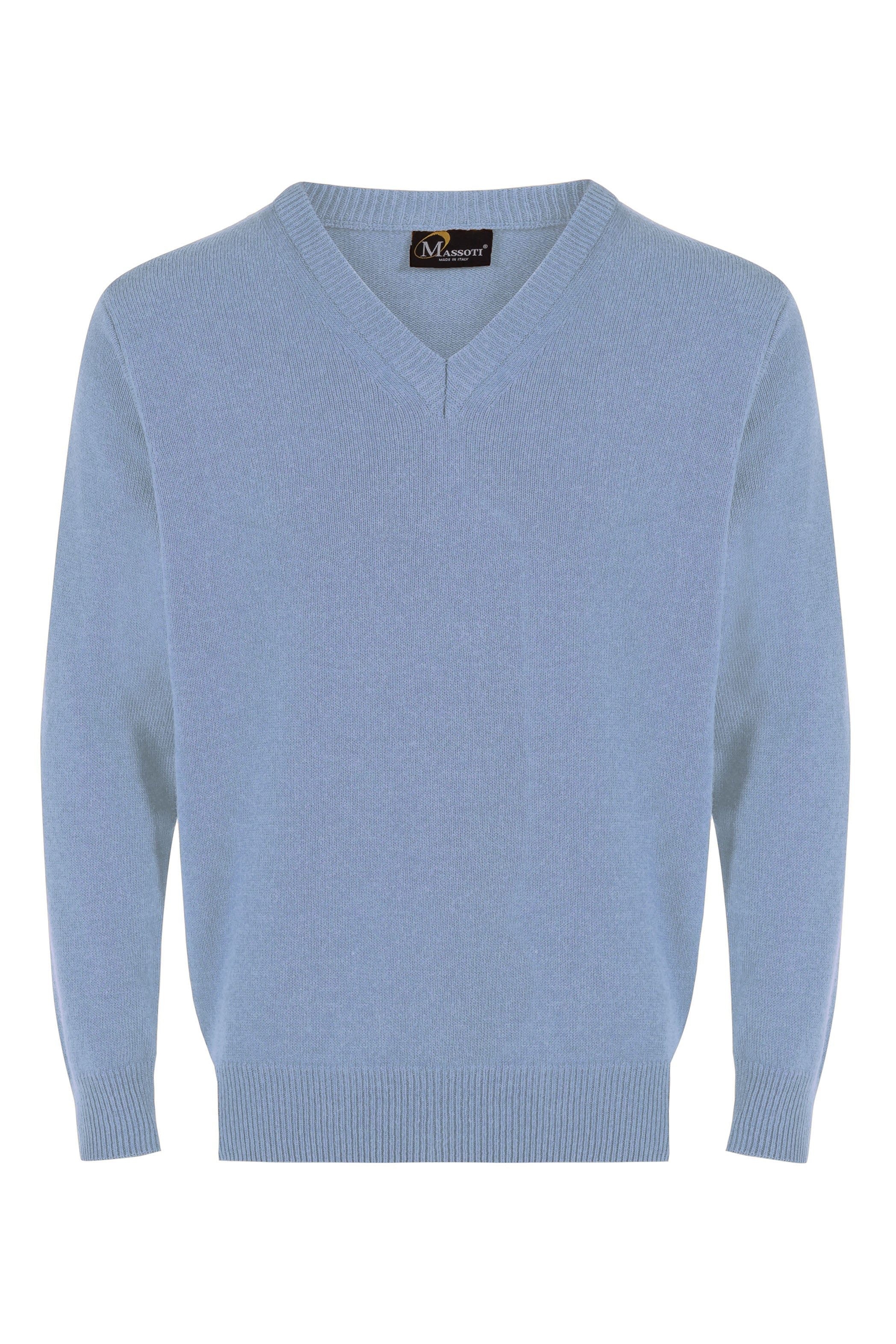 Massoti Lambswool V Neck Jumper - Sky