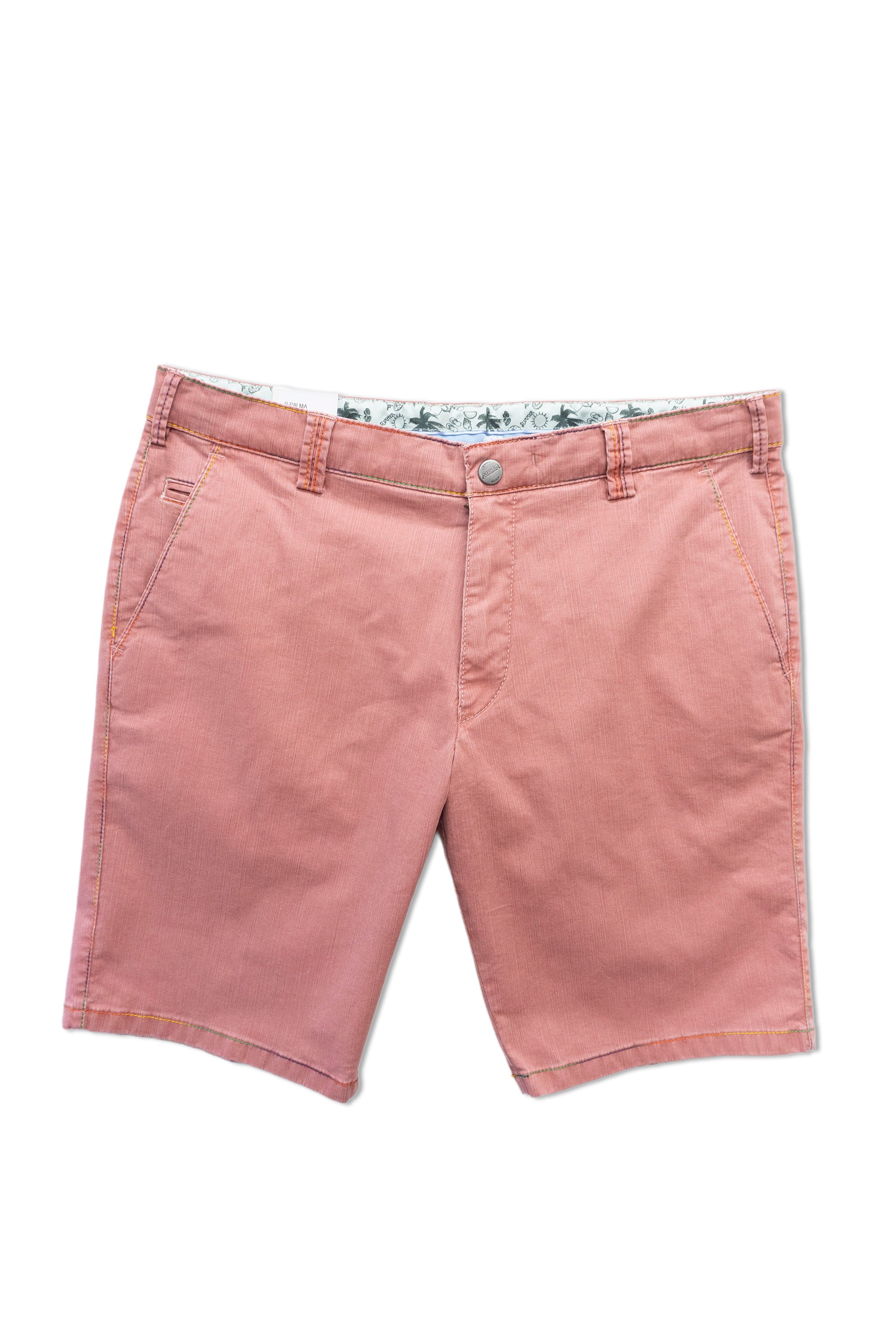 Meyer B-Palma Cotton Flamme Rainbow Stitch Shorts - Salmon Pink