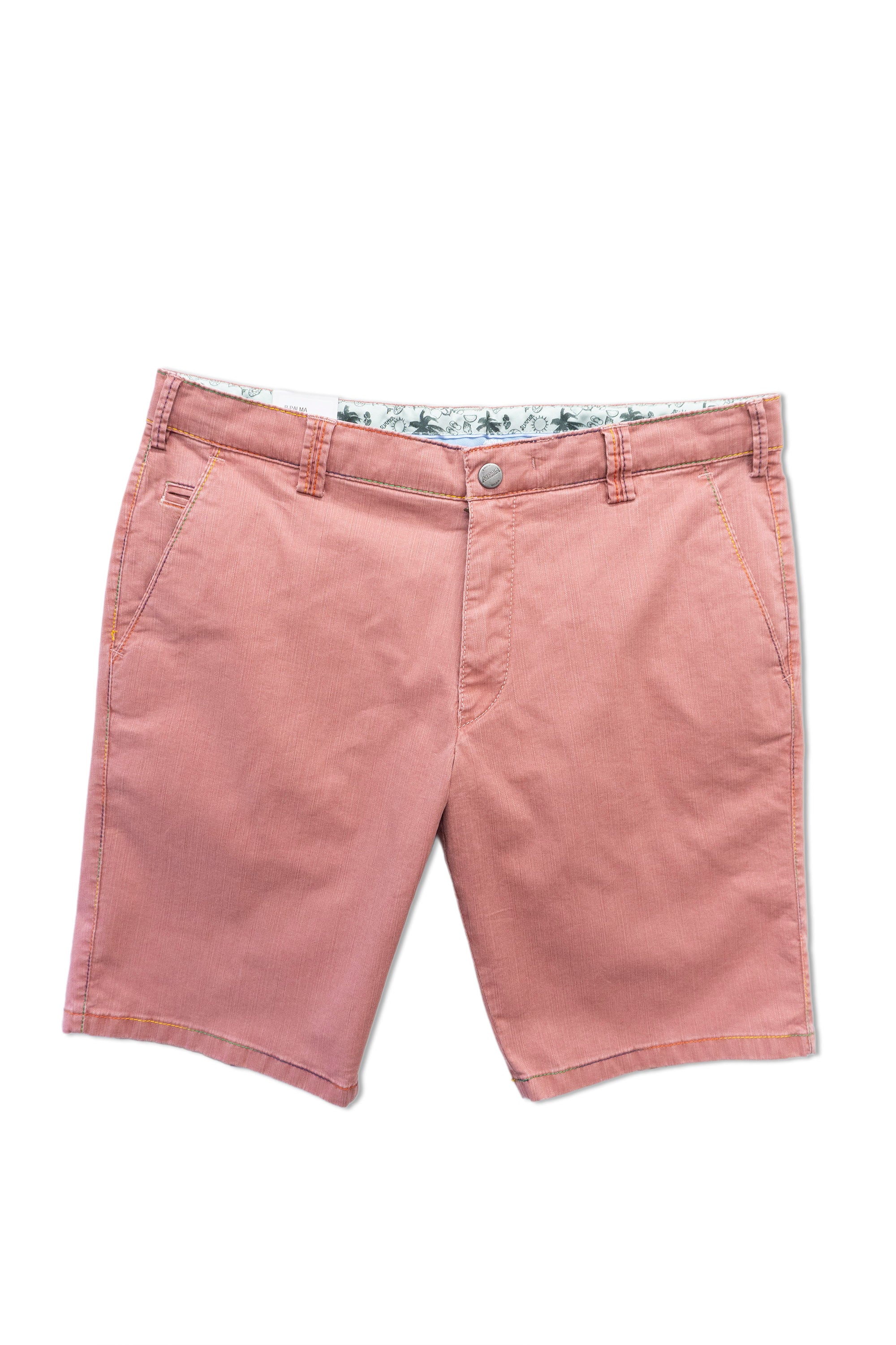 Meyer B-Palma Cotton Flamme Rainbow Stitch Shorts - Salmon Pink