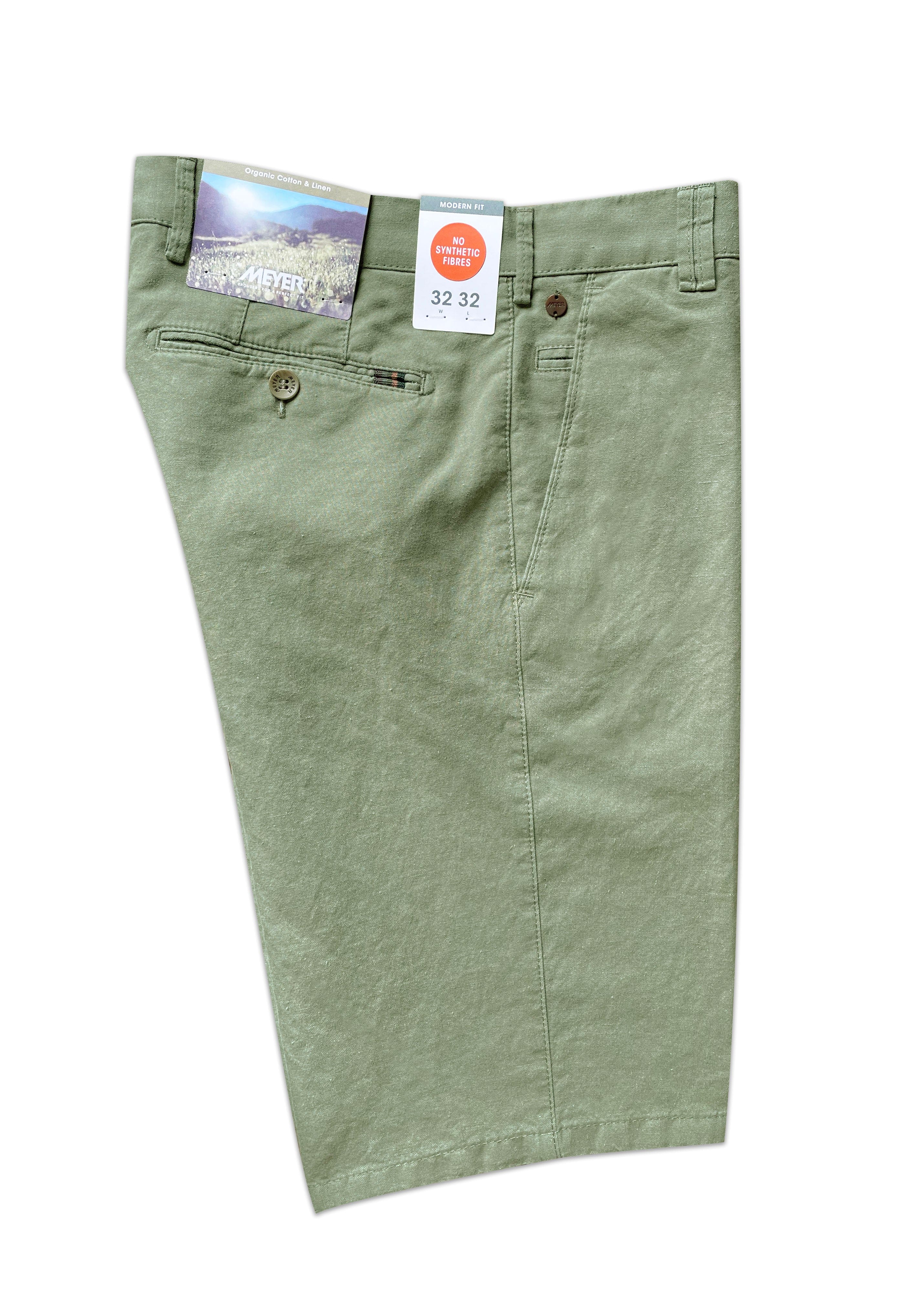 Meyer B-Palma Cotton/Linen Blend Shorts - Olive