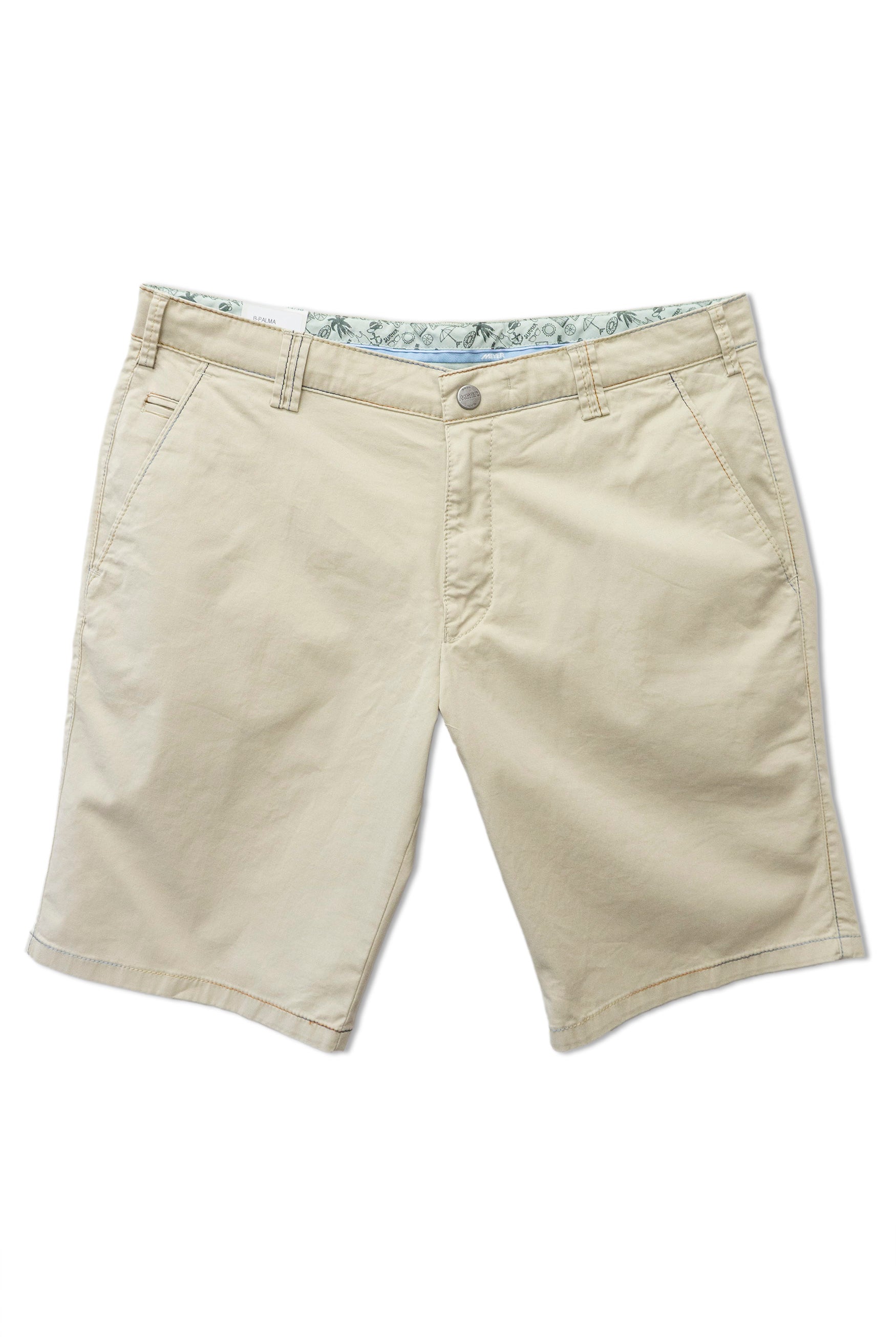 Meyer B-Palma Cotton Stretch Rainbow Stitch Shorts - Beige