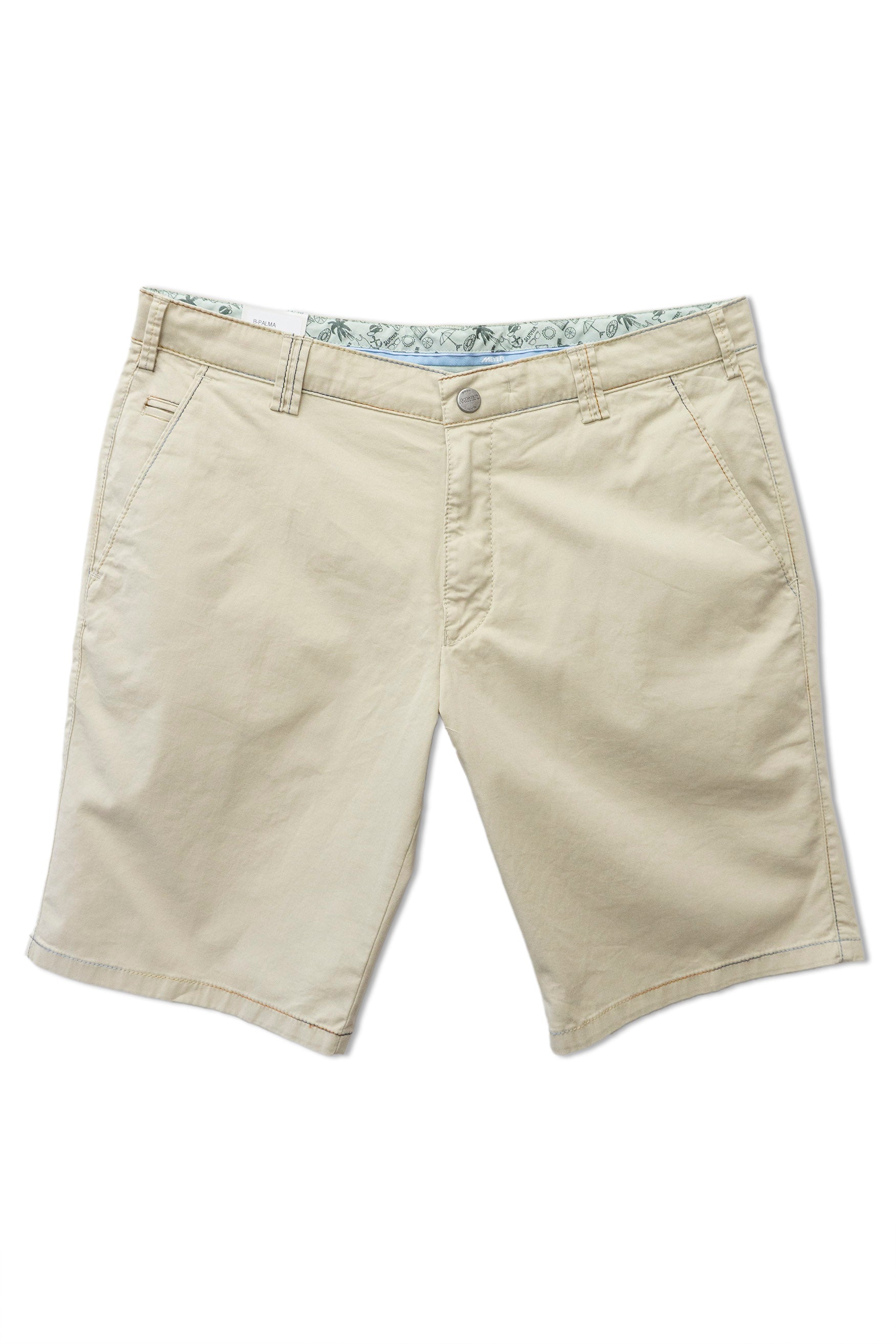 Meyer B-Palma Cotton Stretch Rainbow Stitch Shorts - Beige