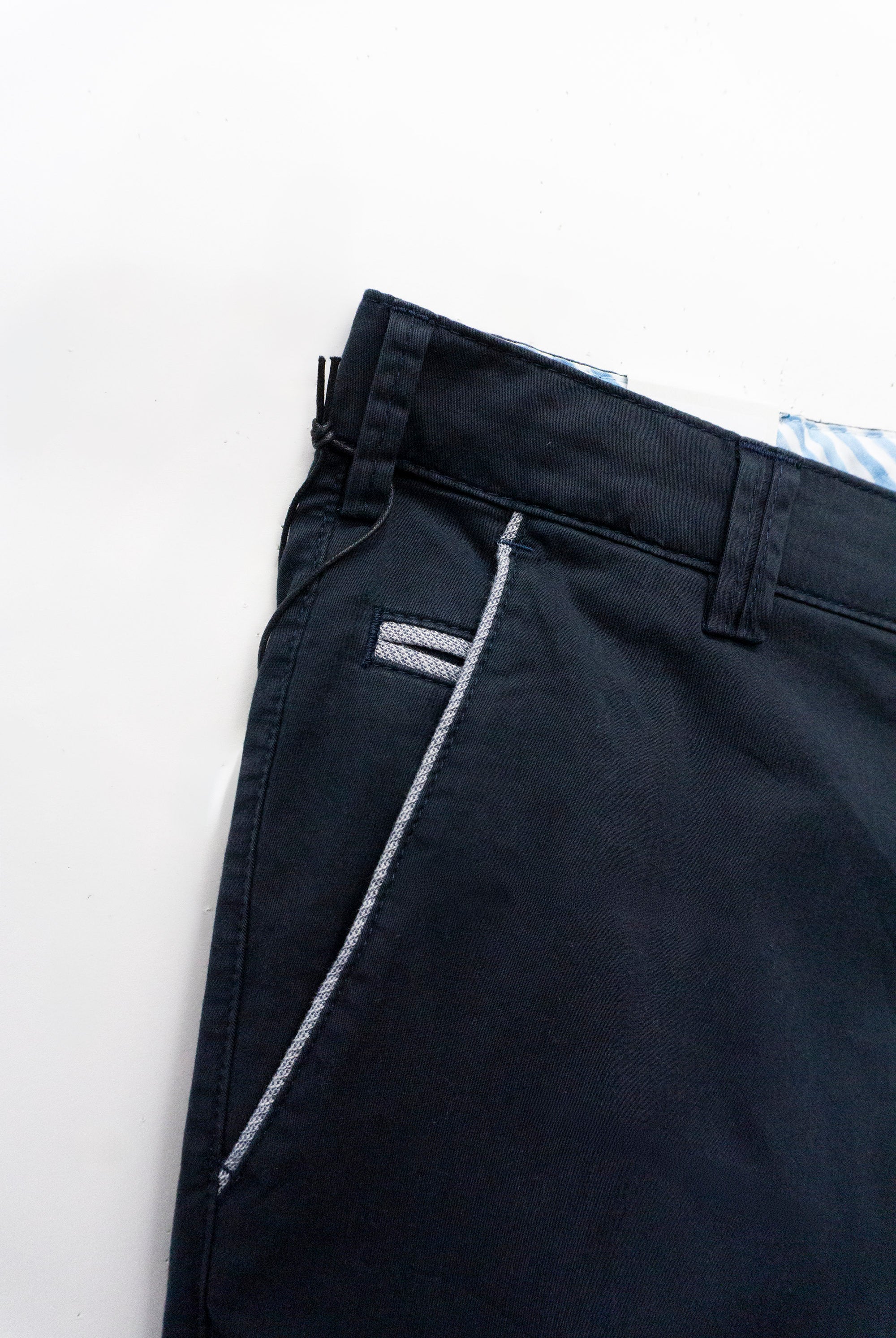 Meyer B-Palma Cotton Stretch Rainbow Stitch Shorts - Navy