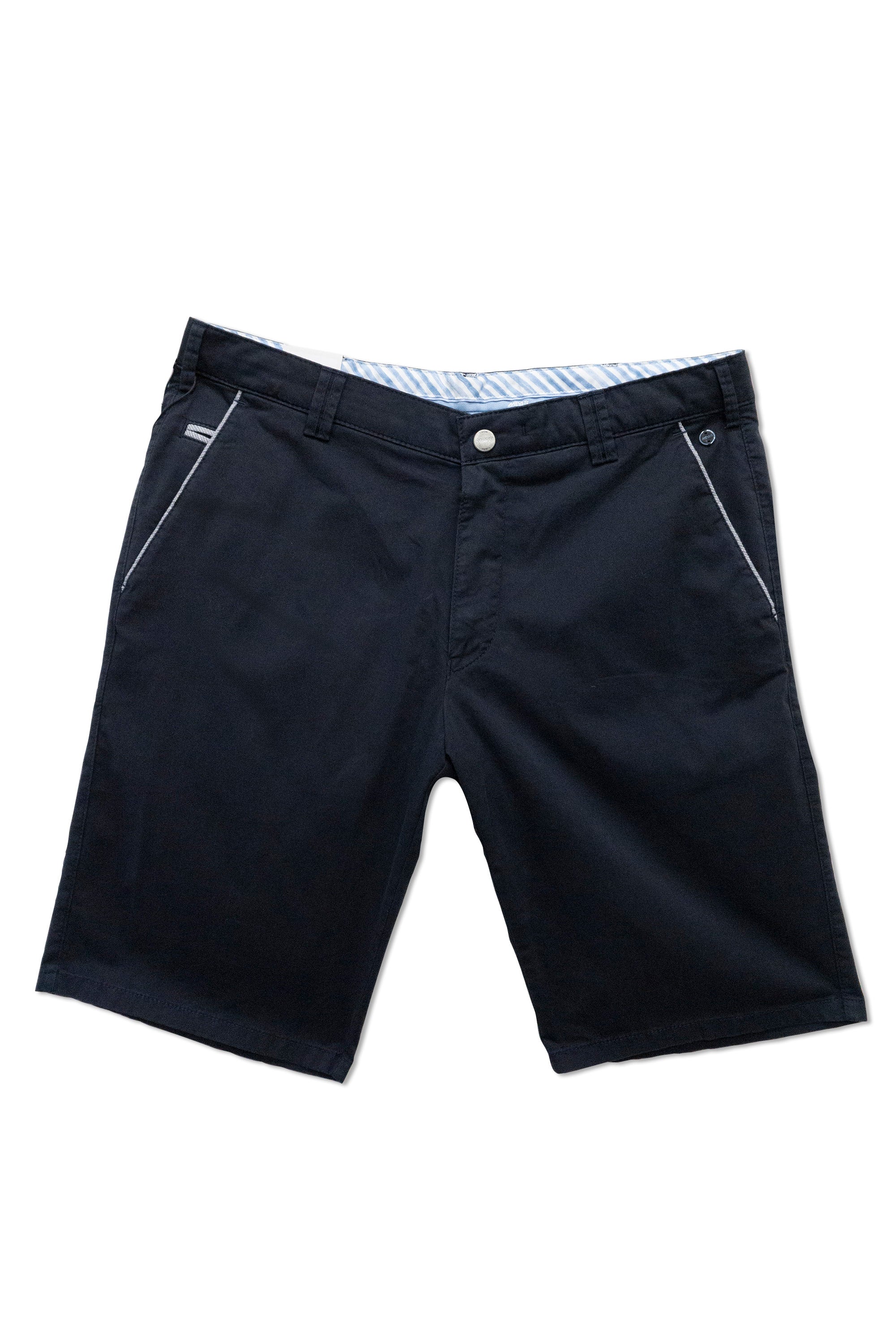 Meyer B-Palma Cotton Stretch Rainbow Stitch Shorts - Navy