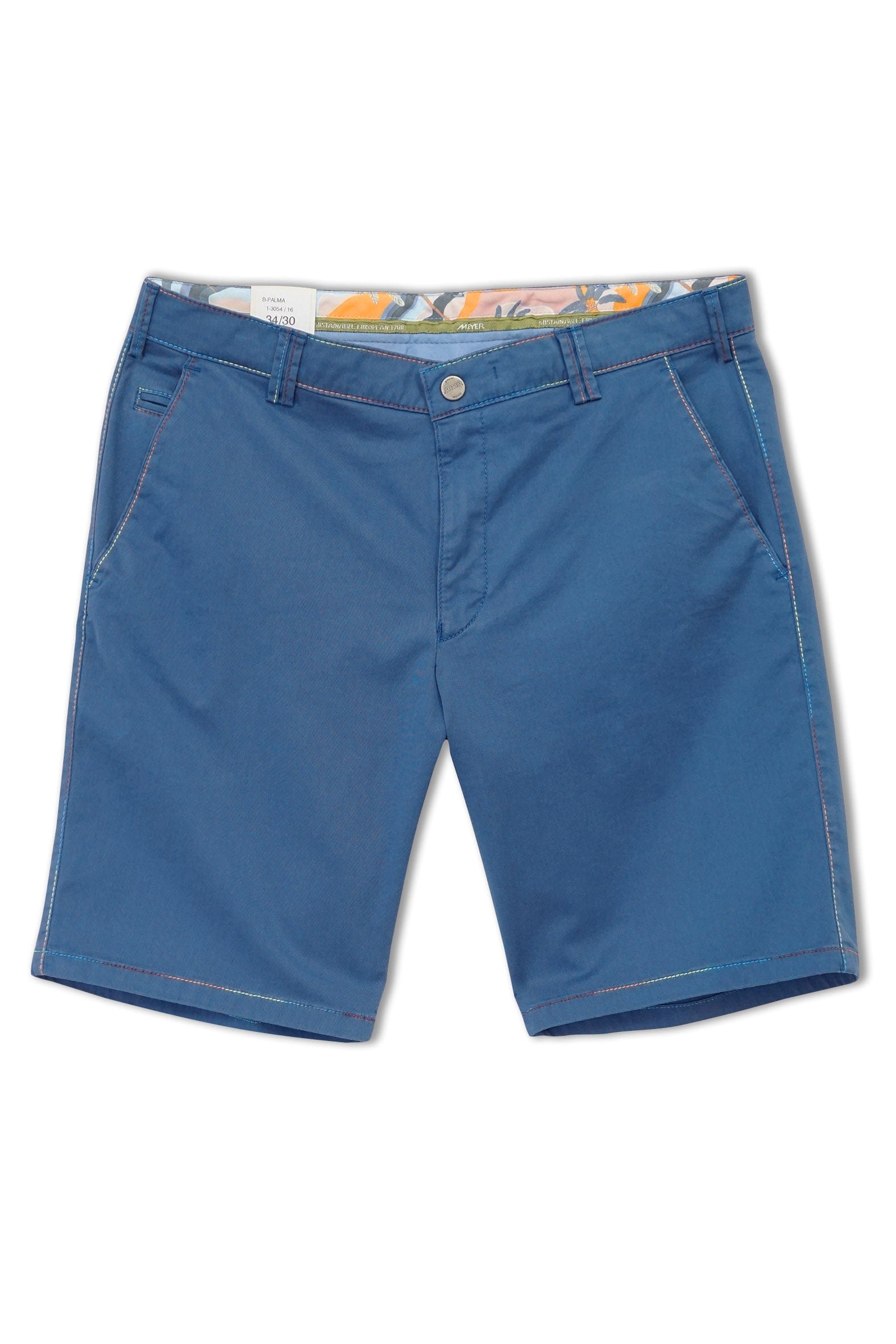 Meyer B-Palma Rainbow Stitch Cotton Stretch Shorts - Blue