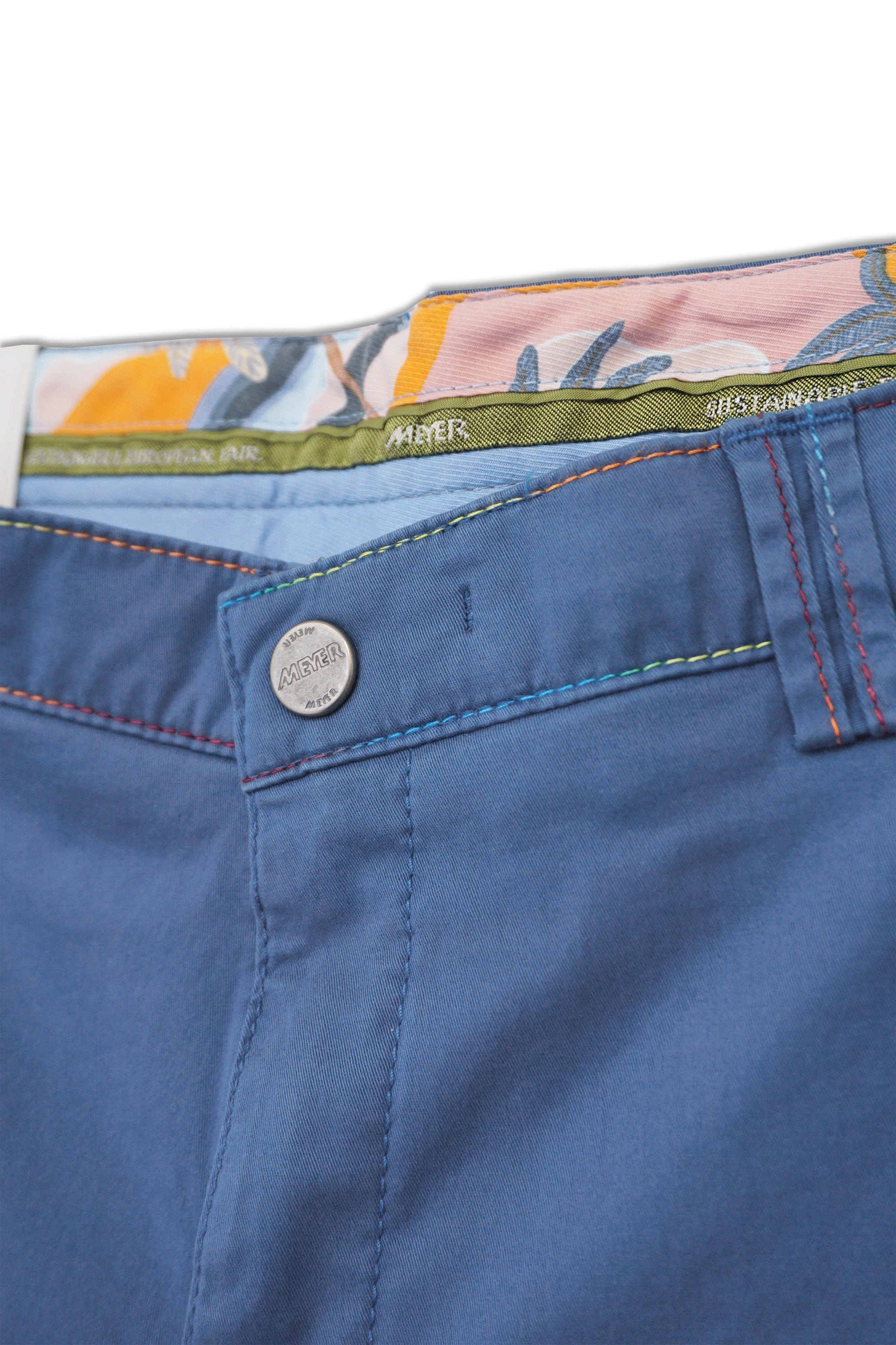 Meyer B-Palma Rainbow Stitch Cotton Stretch Shorts - Blue