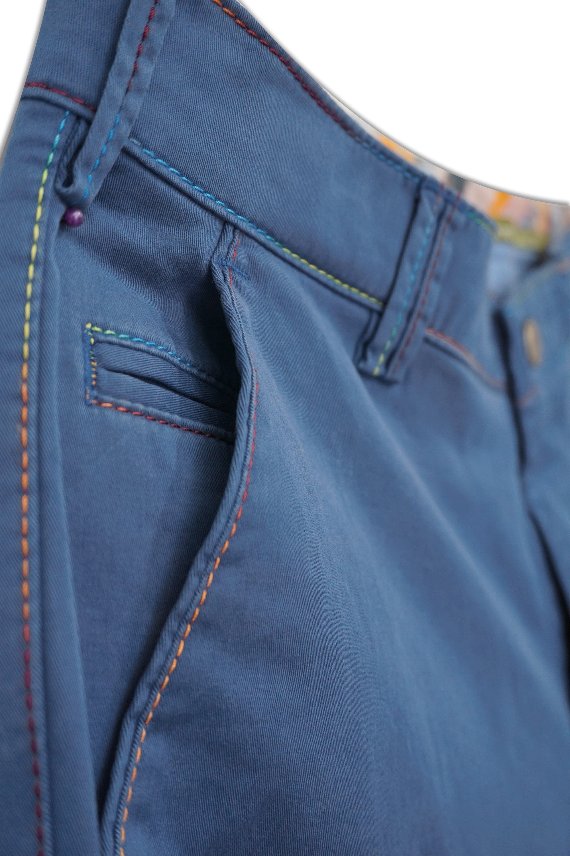 Meyer B-Palma Rainbow Stitch Cotton Stretch Shorts - Blue