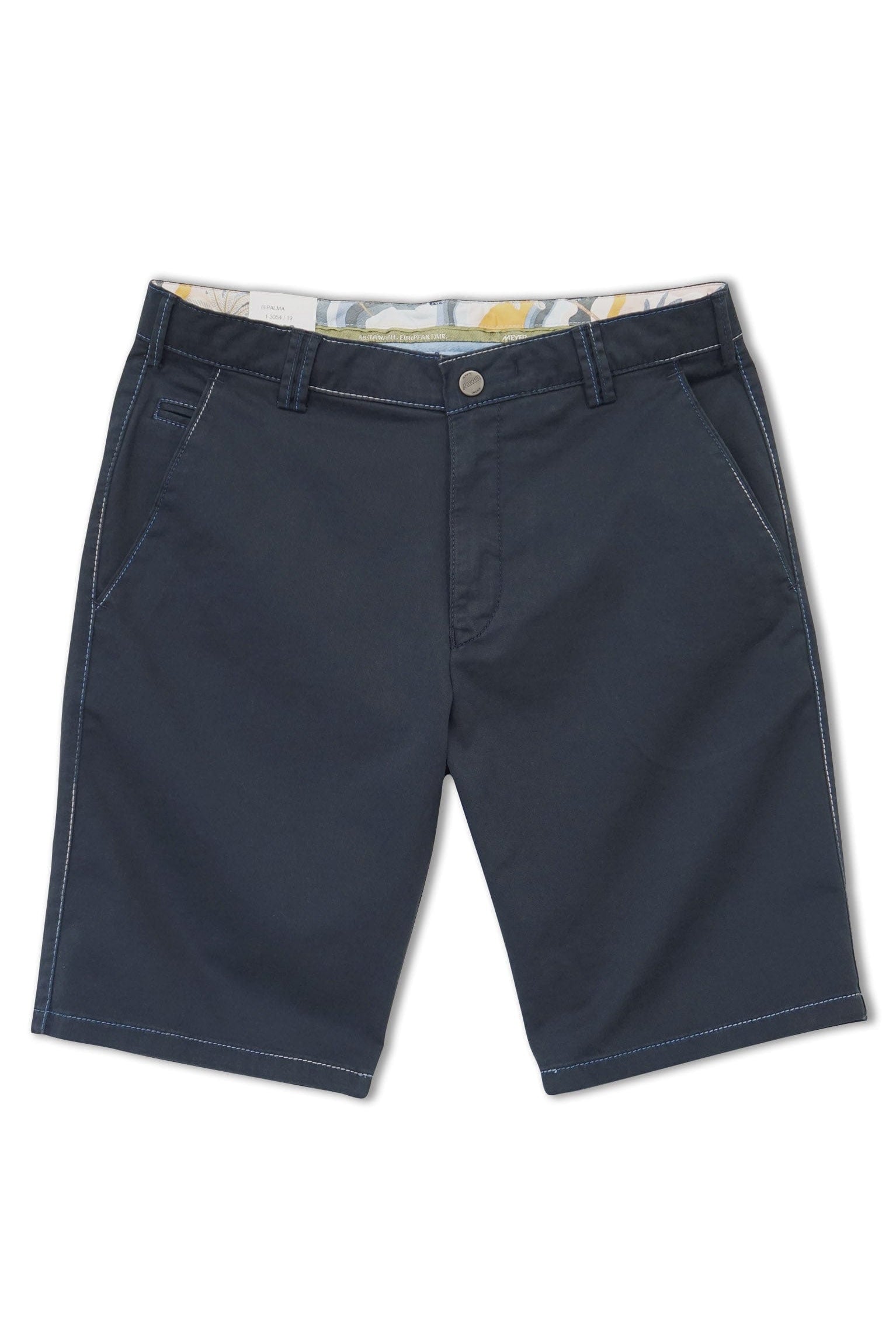 Meyer B-Palma Rainbow Stitch Cotton Stretch Shorts - Navy