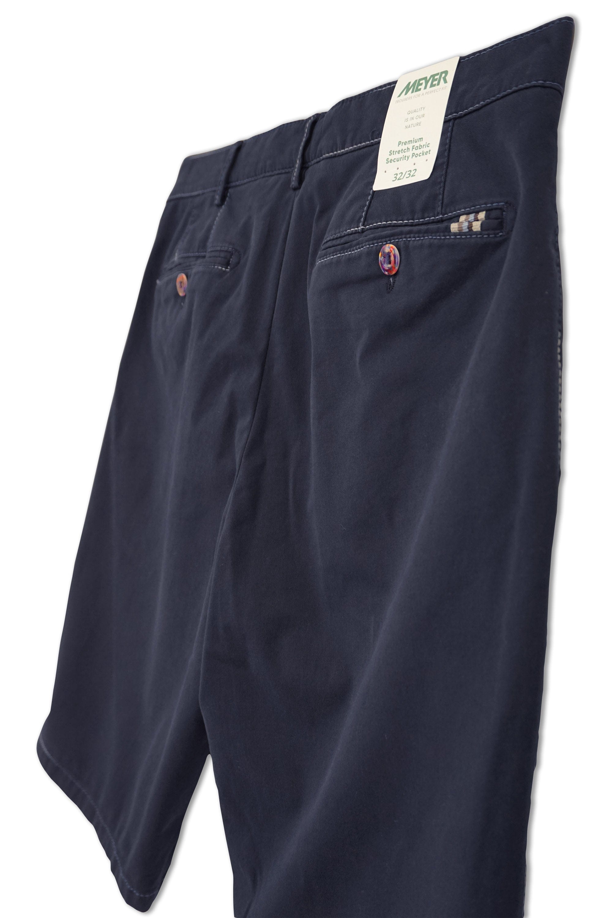 Meyer B-Palma Rainbow Stitch Cotton Stretch Shorts - Navy