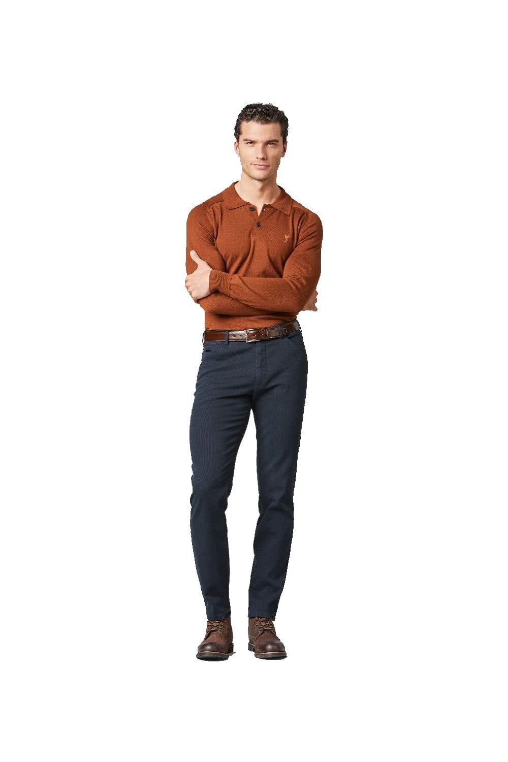 Meyer Chicago Canas Look Stretch Chino Trousers - Navy