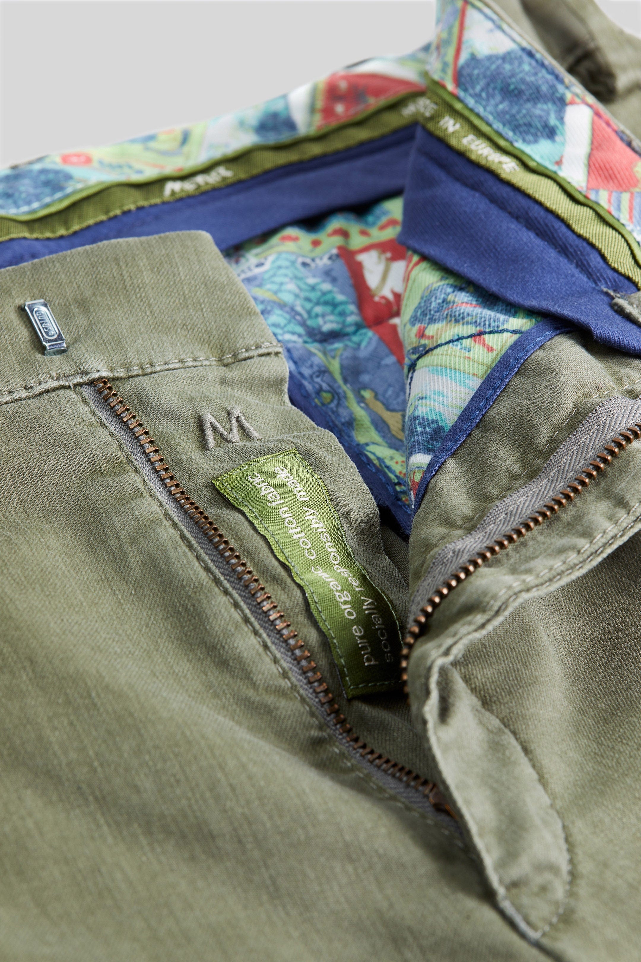 Meyer Chicago Cotton Stretch Chino Trousers - Moss Green