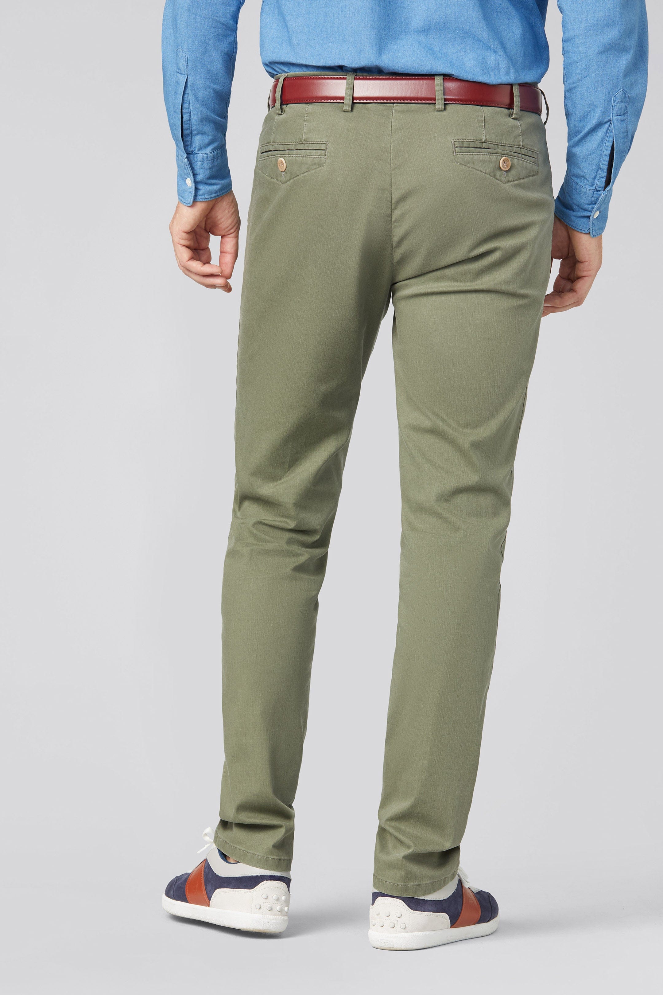 Meyer Chicago Cotton Stretch Chino Trousers - Moss Green