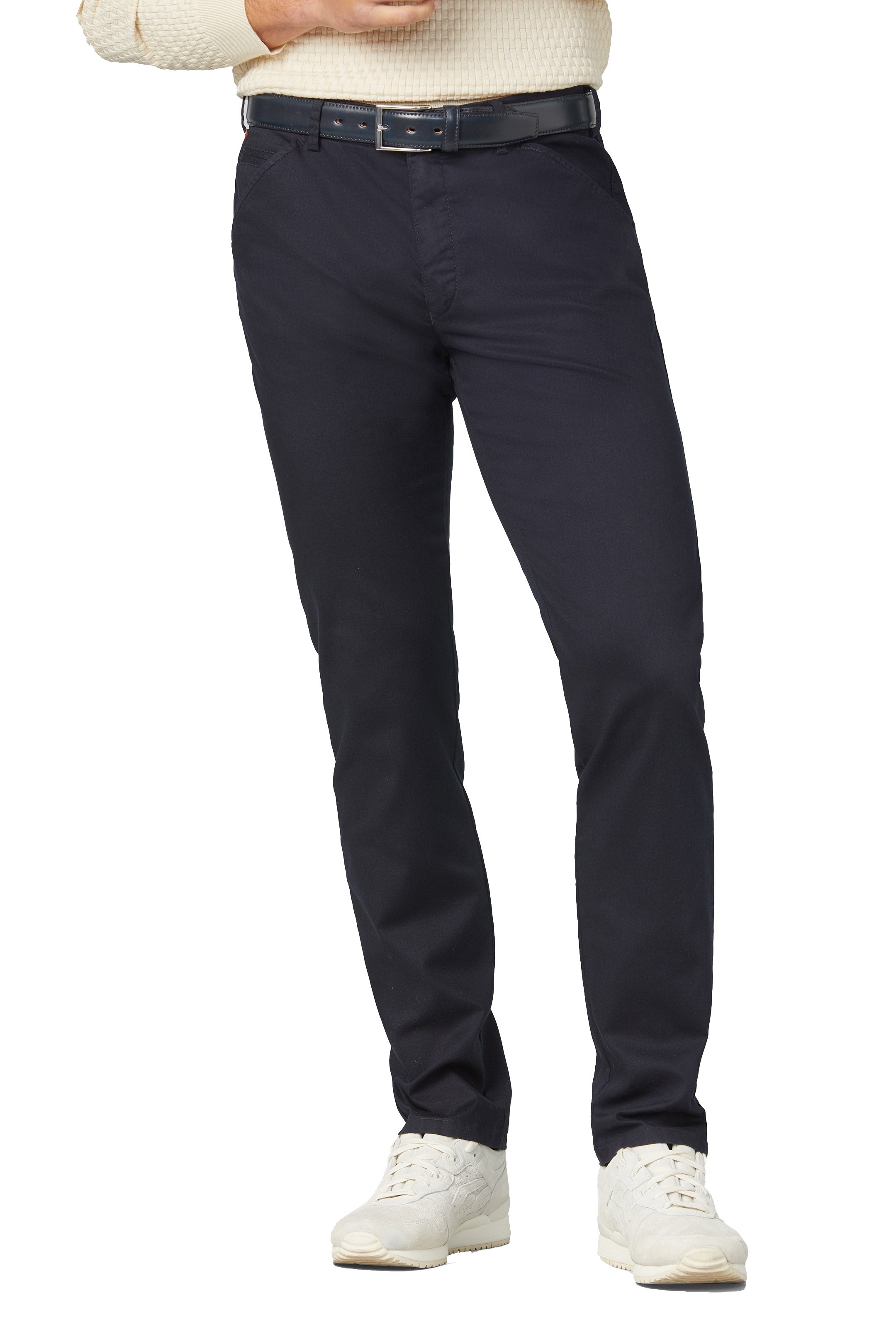 Meyer Chicago Cotton Stretch Chino Trousers - Navy
