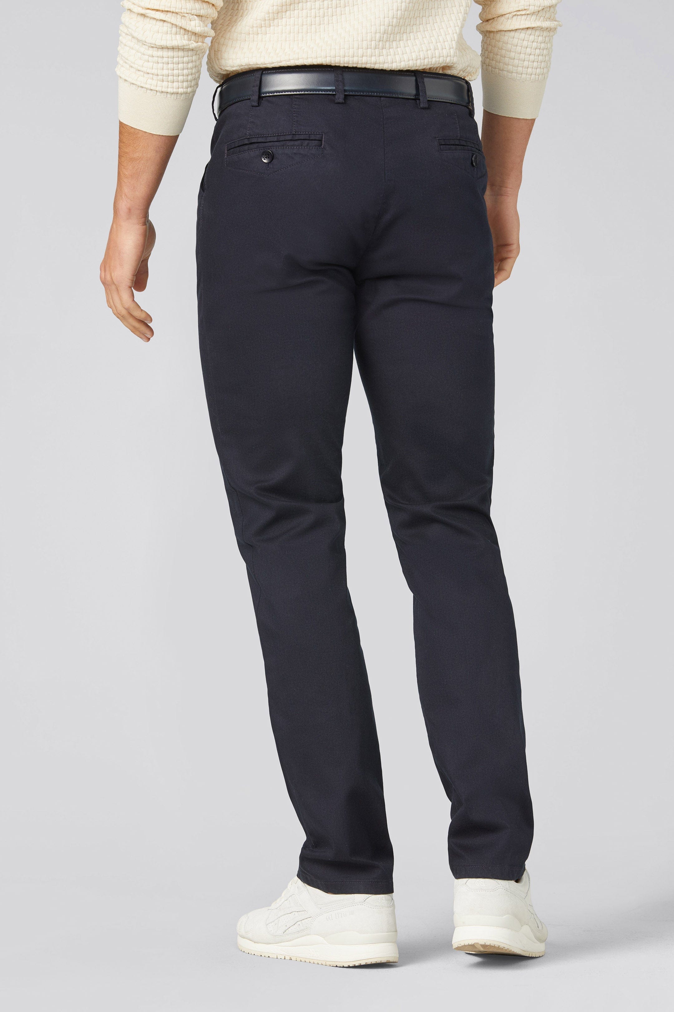 Meyer Chicago Cotton Stretch Chino Trousers - Navy