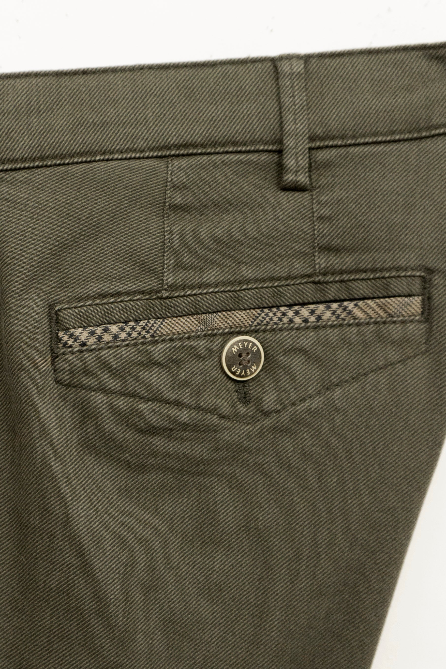 Meyer Chicago Cotton Stretch Micro Print Chinos - Dark Olive