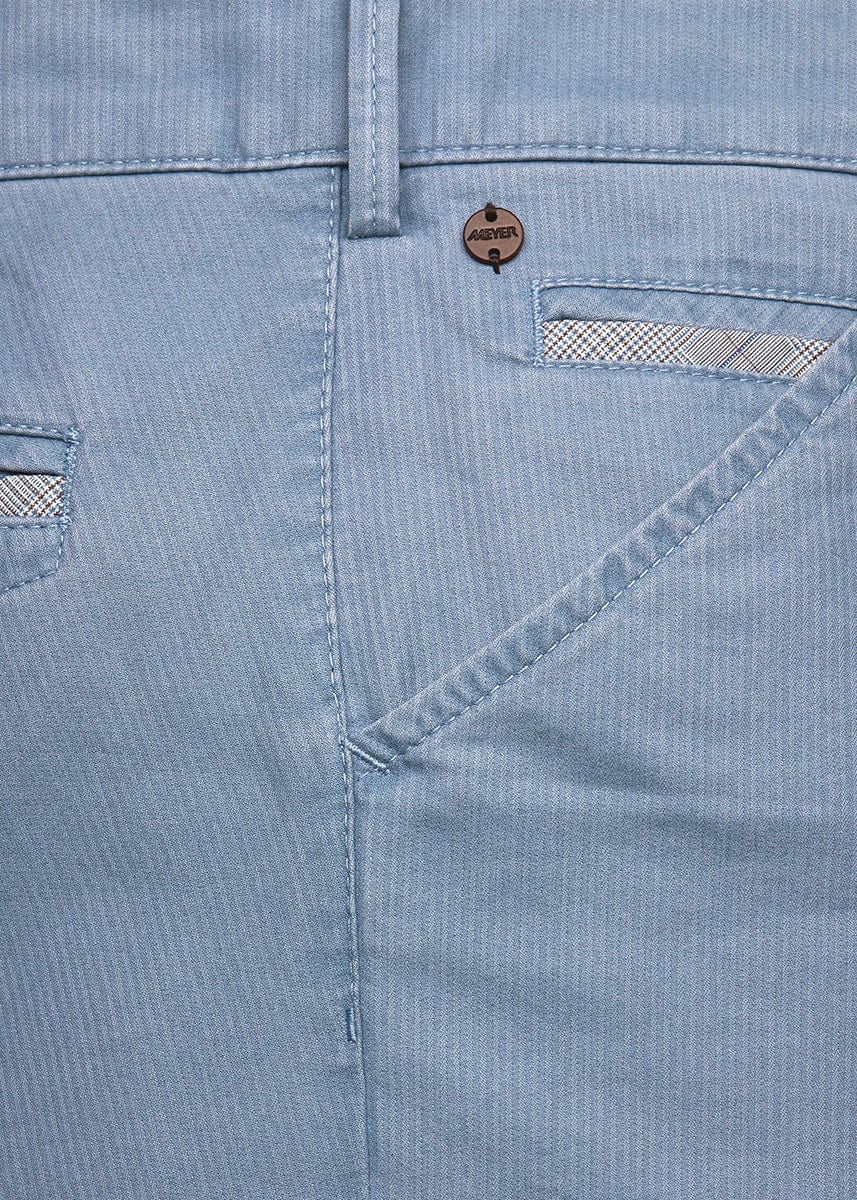 Meyer Chicago Micro-Striped Cotton Chino Trousers - Light Blue