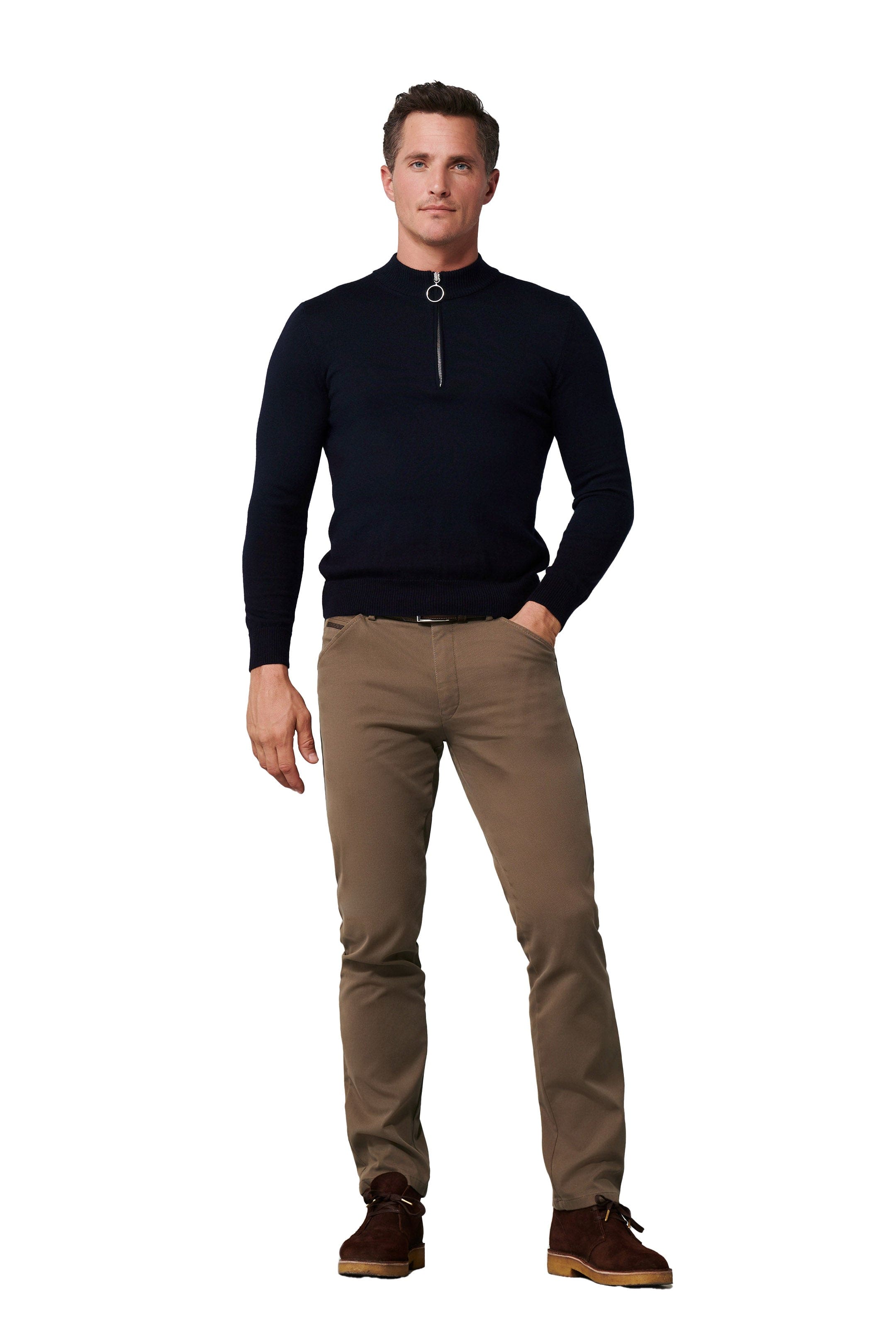 Meyer Chicago Micro Structure Cotton Chinos - Taupe