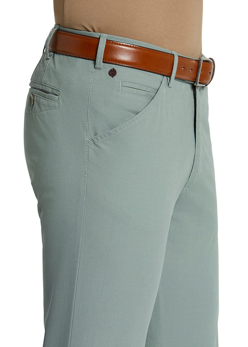 Meyer Chicago Micro-Structure Stretch Chino Trousers - Mint