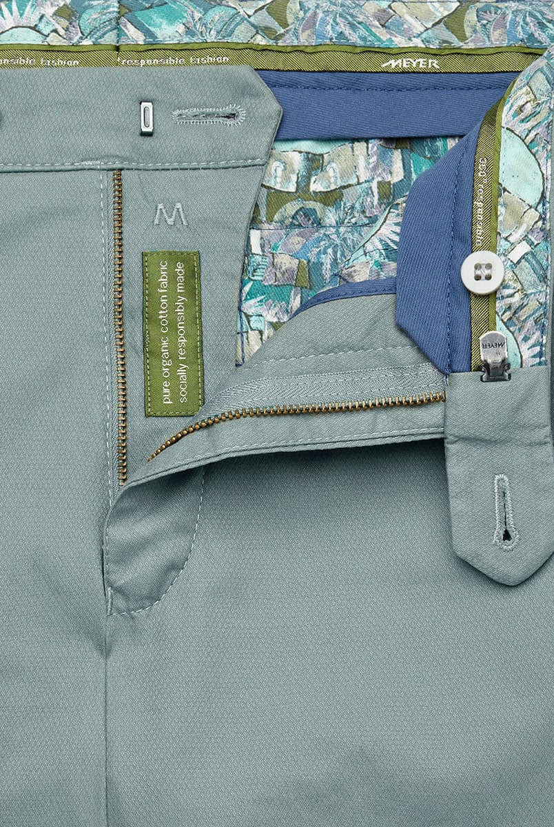 Meyer Chicago Micro-Structure Stretch Chino Trousers - Mint