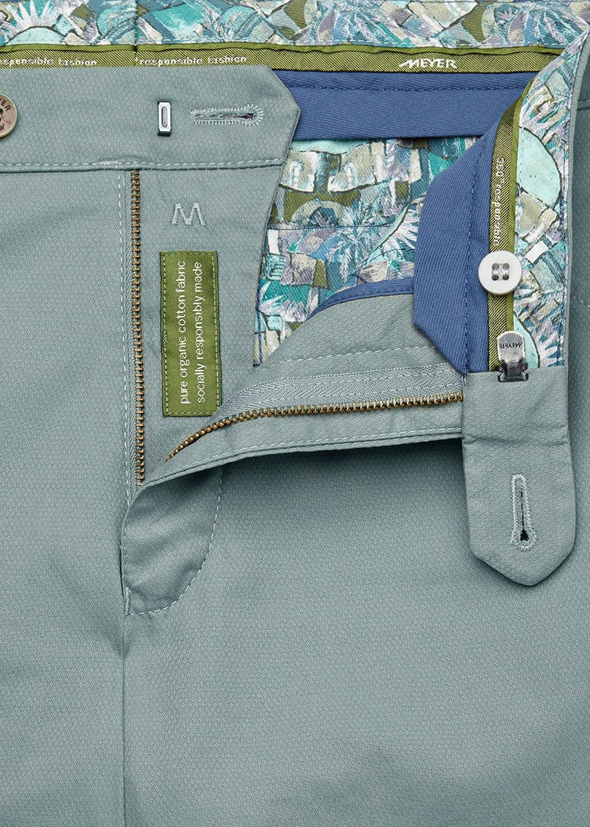 Meyer Chicago Micro-Structure Stretch Chino Trousers - Mint