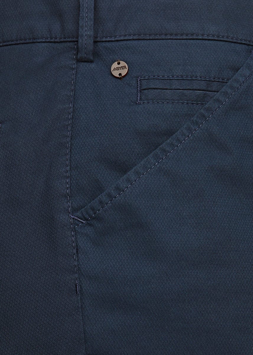 Meyer Chicago Micro-Structure Stretch Chino Trousers - Navy