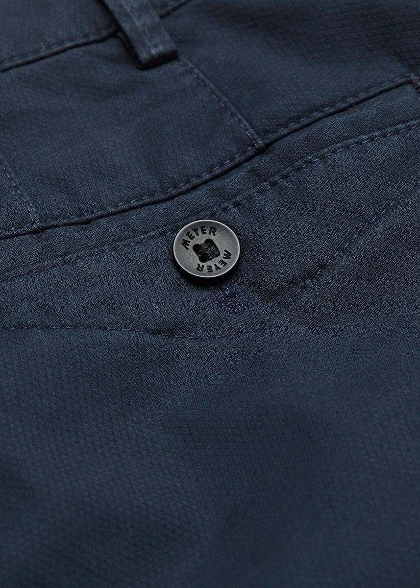 Meyer Chicago Micro-Structure Stretch Chino Trousers - Navy