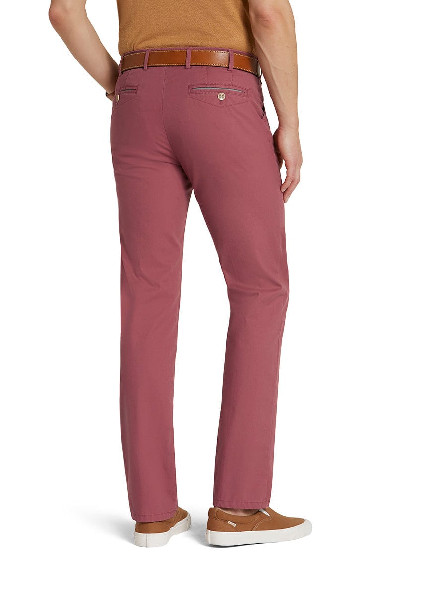 Meyer Chicago Micro-Structure Stretch Chino Trousers - Raspberry