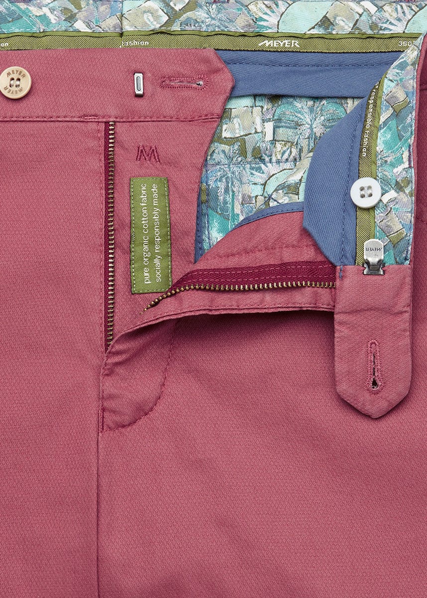 Meyer Chicago Micro-Structure Stretch Chino Trousers - Raspberry