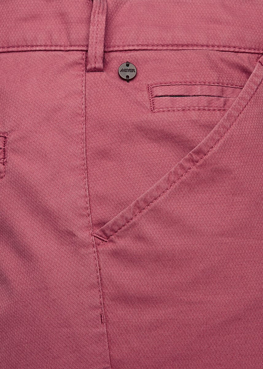 Meyer Chicago Micro-Structure Stretch Chino Trousers - Raspberry