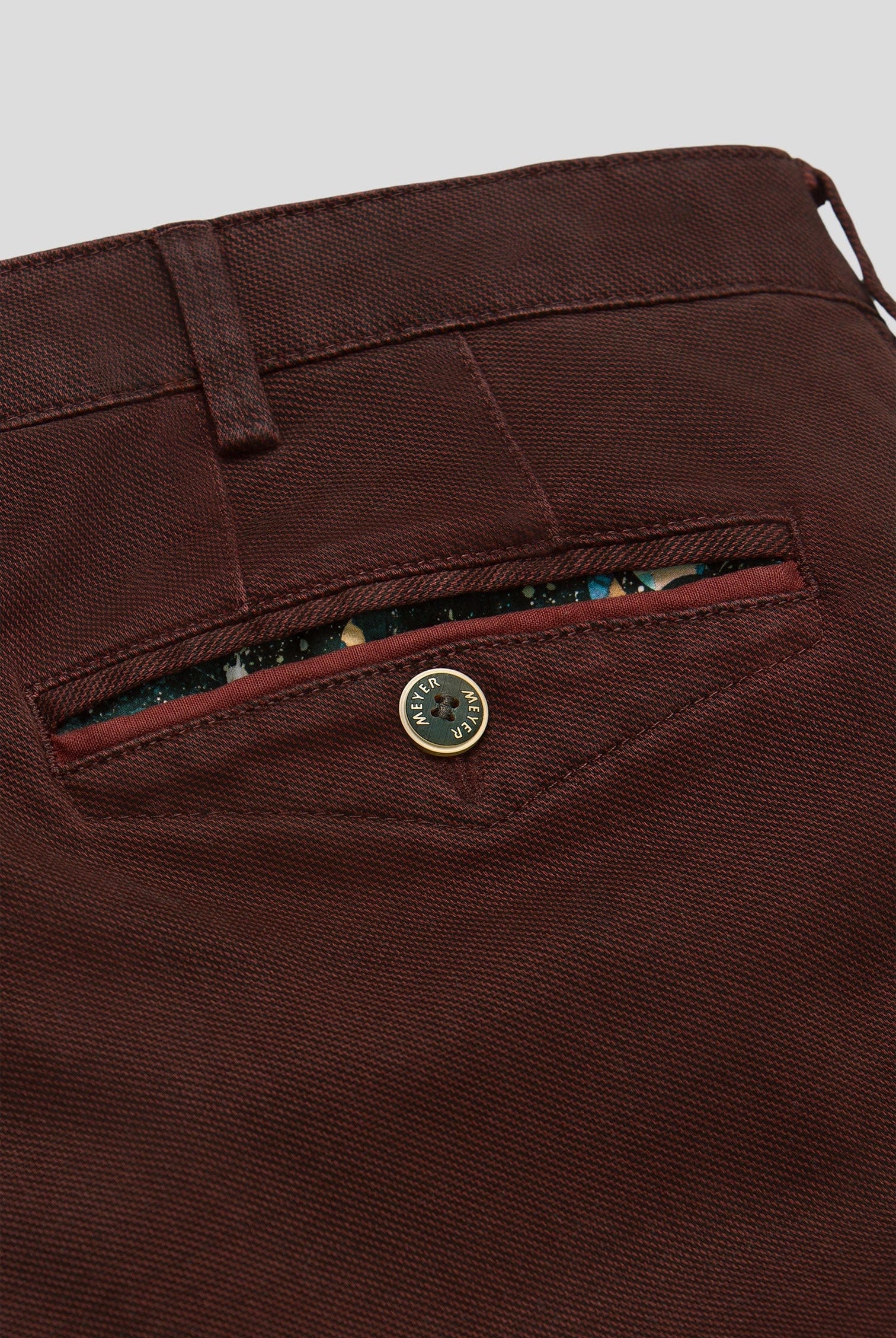 Meyer Chicago Micro Texture Cotton Stretch Chinos - Burgundy