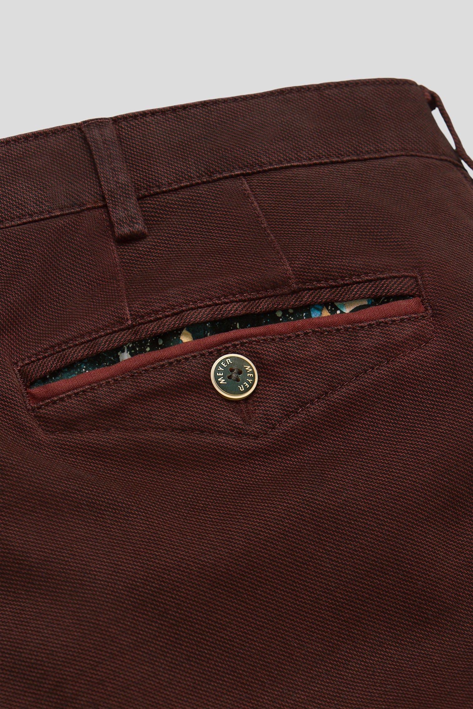 Meyer Chicago Micro Texture Cotton Stretch Chinos - Burgundy