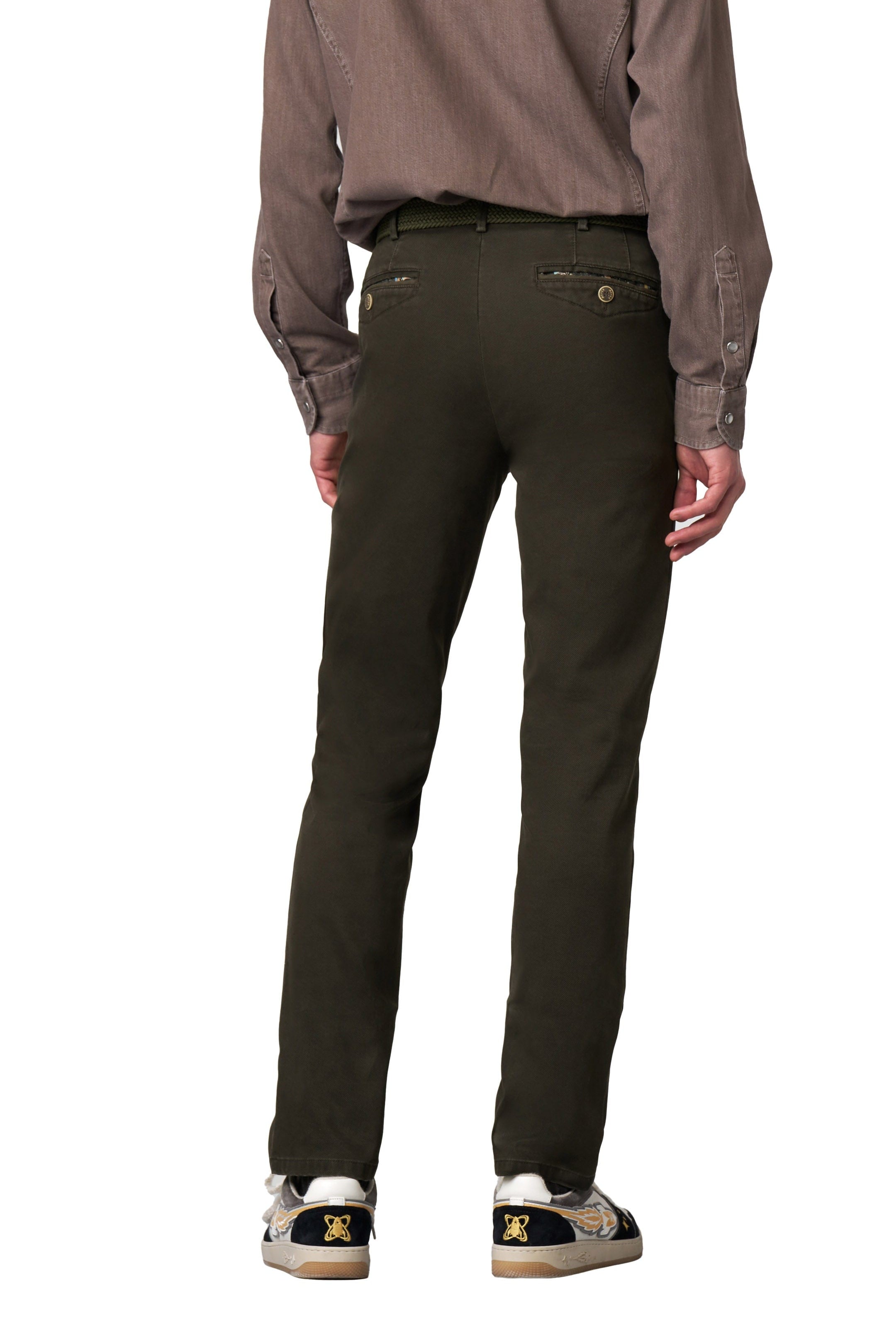 Meyer Chicago Micro Texture Cotton Stretch Chinos - Dark Olive