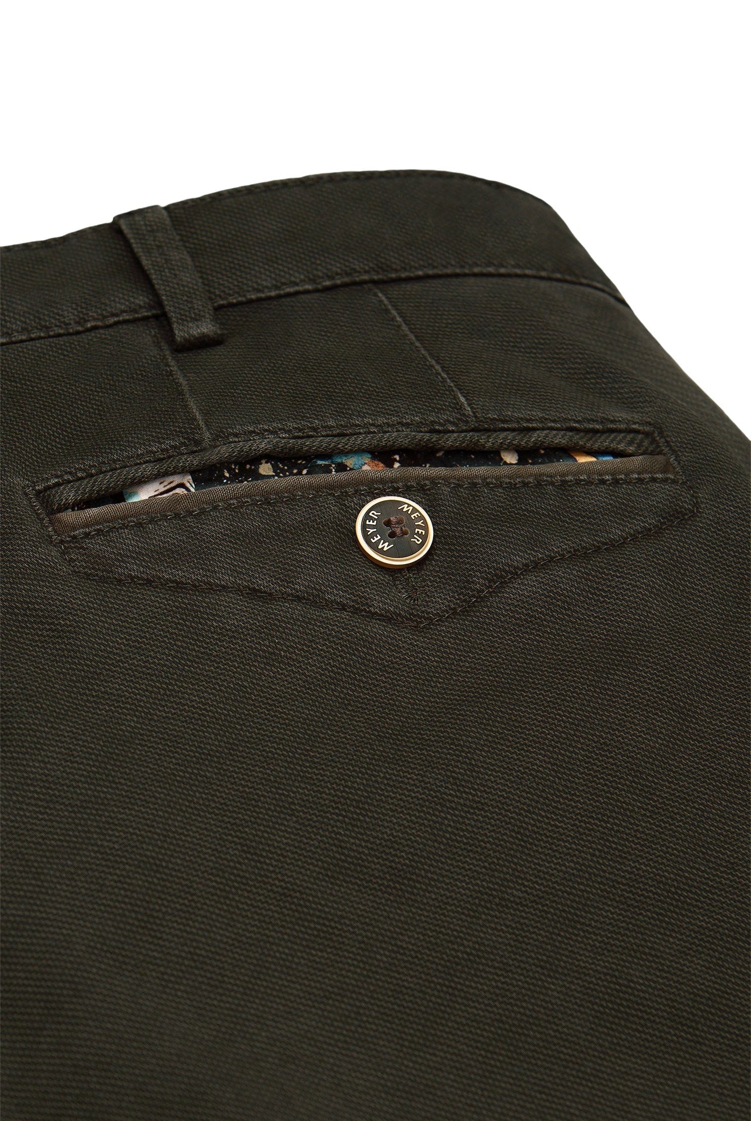 Meyer Chicago Micro Texture Cotton Stretch Chinos - Dark Olive