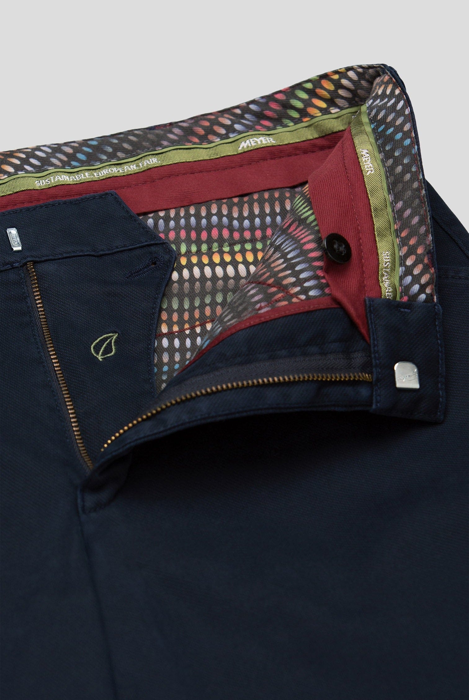 Meyer Chicago Micro Texture Cotton Stretch Chinos - Deep Navy