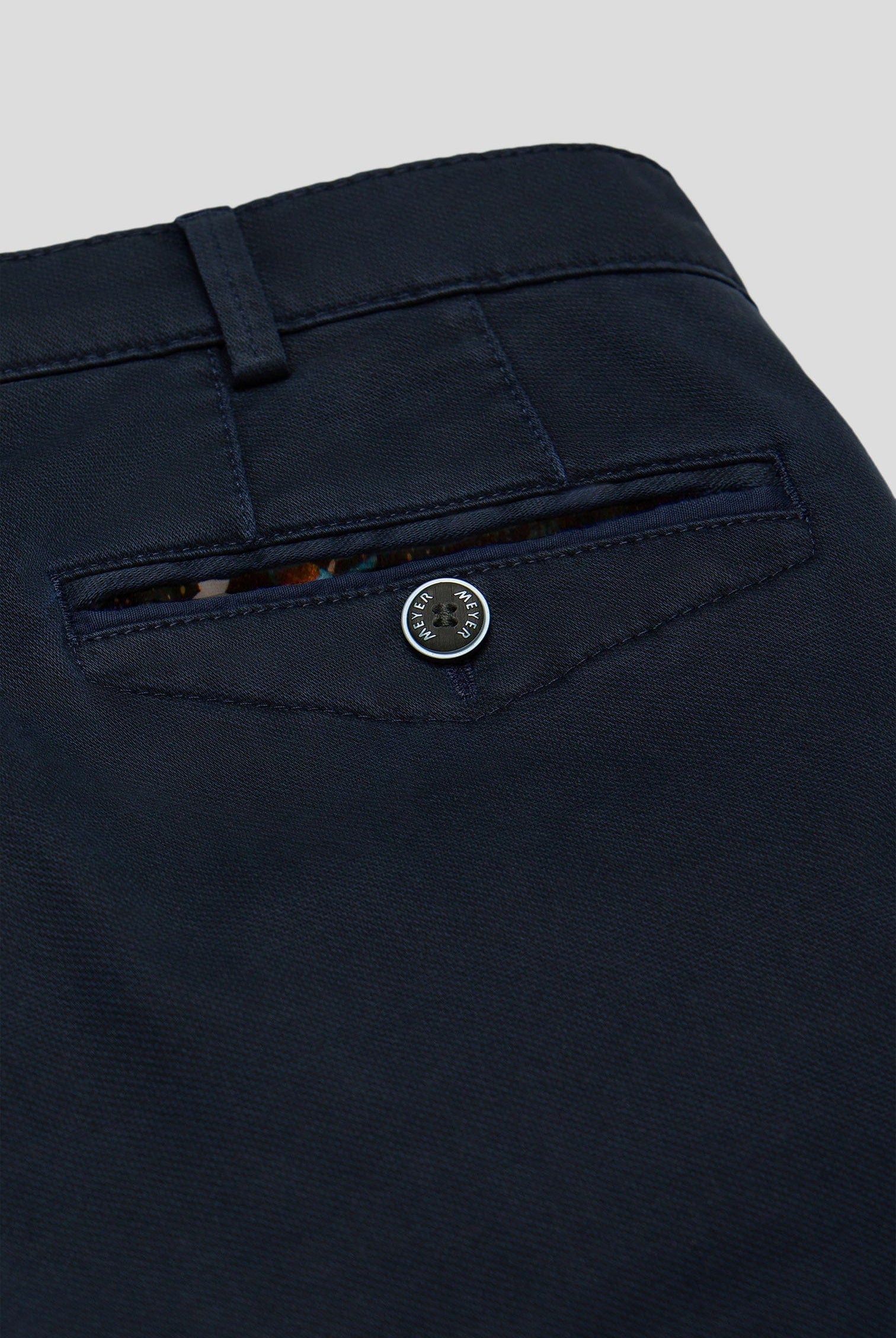 Meyer Chicago Micro Texture Cotton Stretch Chinos - Deep Navy