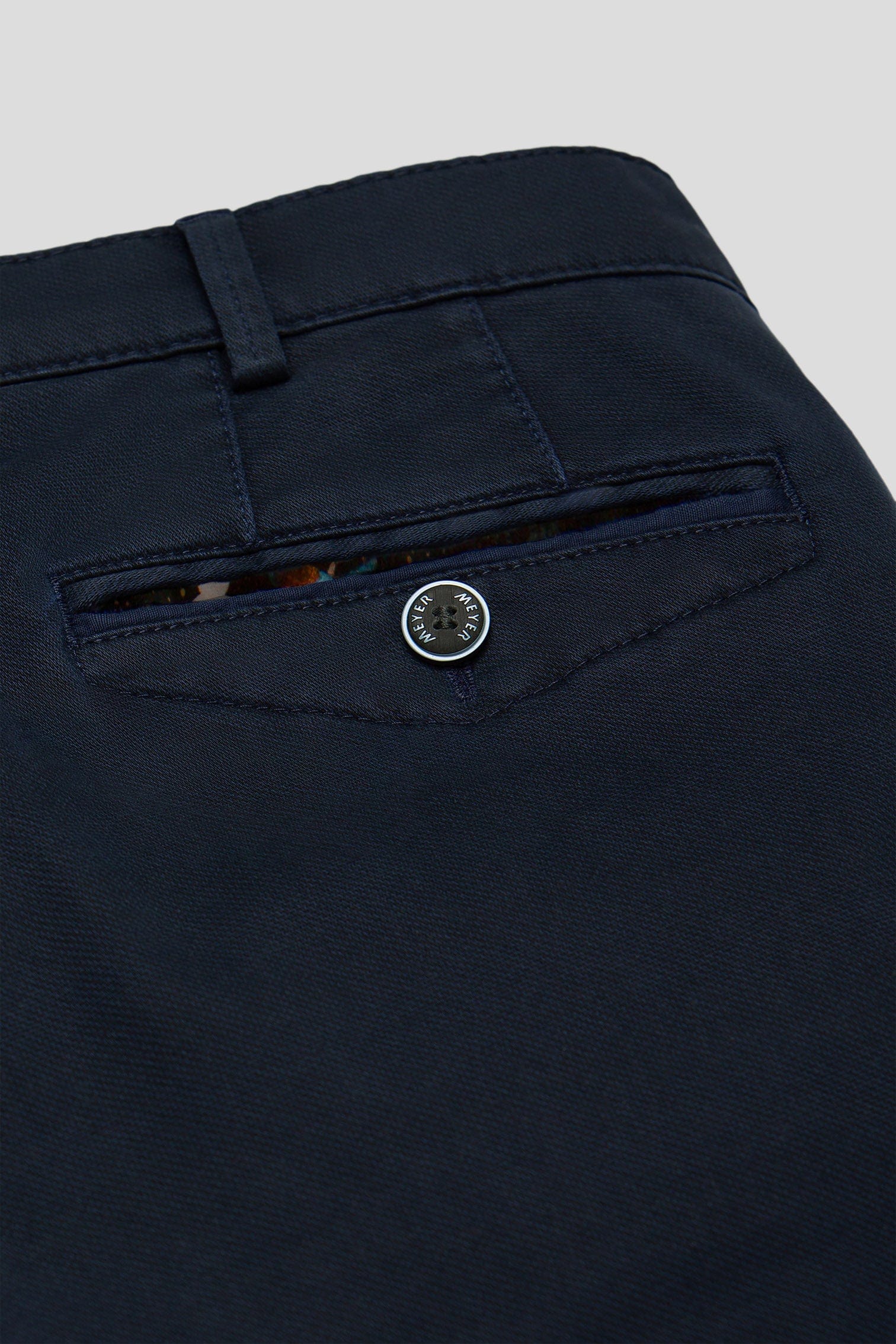 Meyer Chicago Micro Texture Cotton Stretch Chinos - Deep Navy