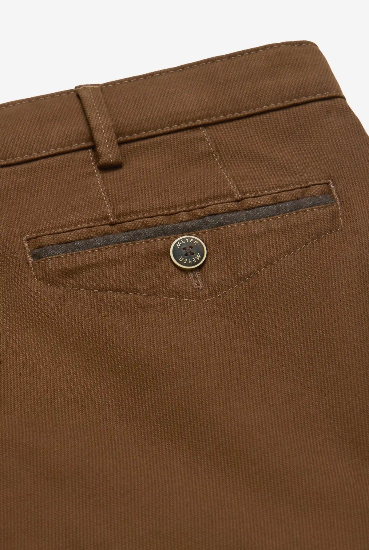 Meyer Chicago Stretch Micro Structure Chino Trousers - Caramel