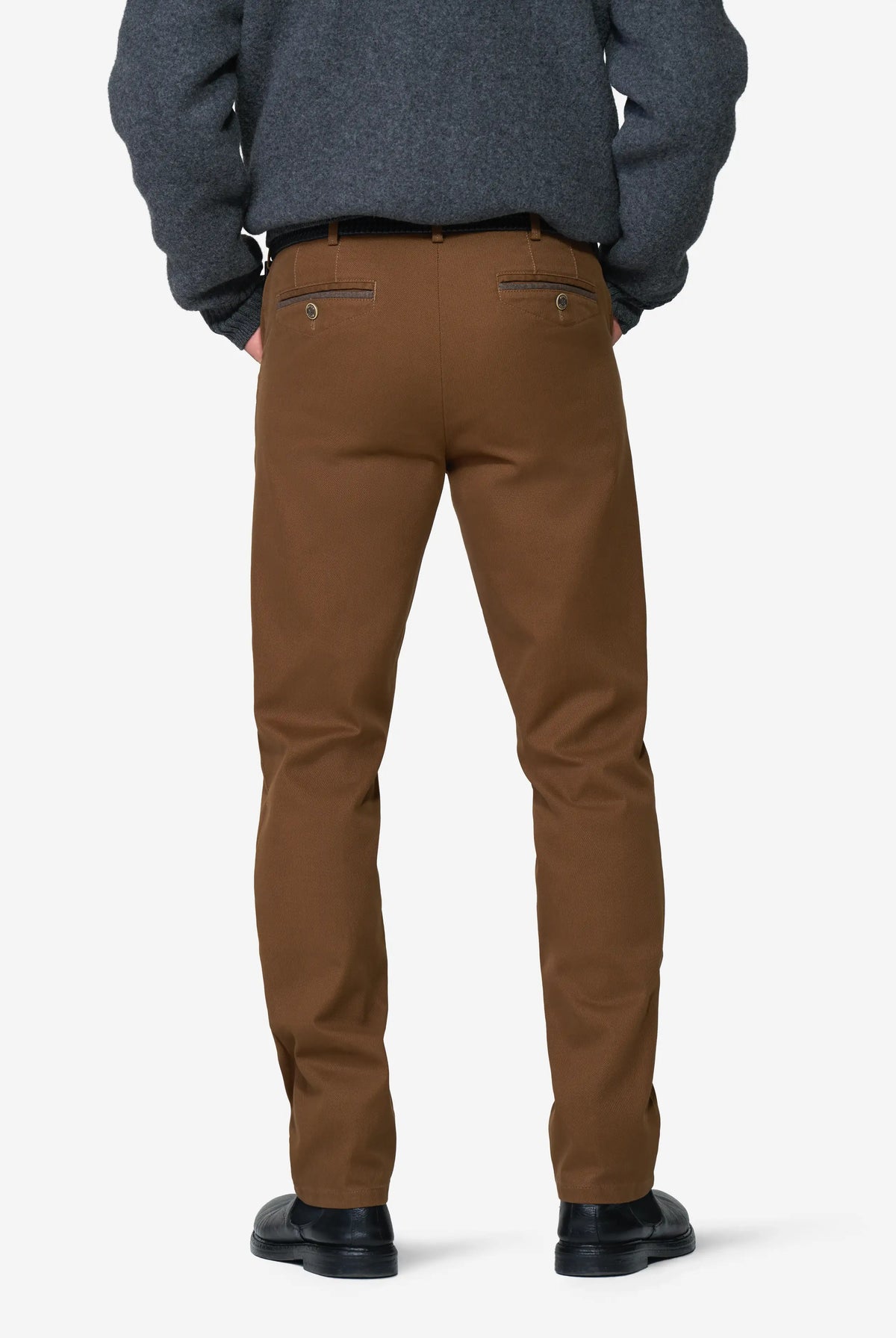 Meyer Chicago Stretch Micro Structure Chino Trousers - Caramel