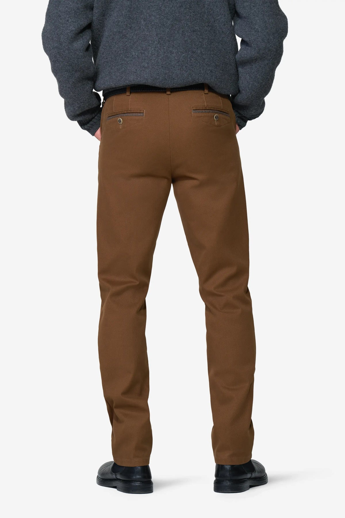 Meyer Chicago Stretch Micro Structure Chino Trousers - Caramel