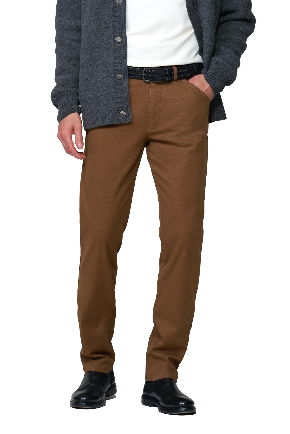Meyer Chicago Stretch Micro Structure Chino Trousers - Caramel