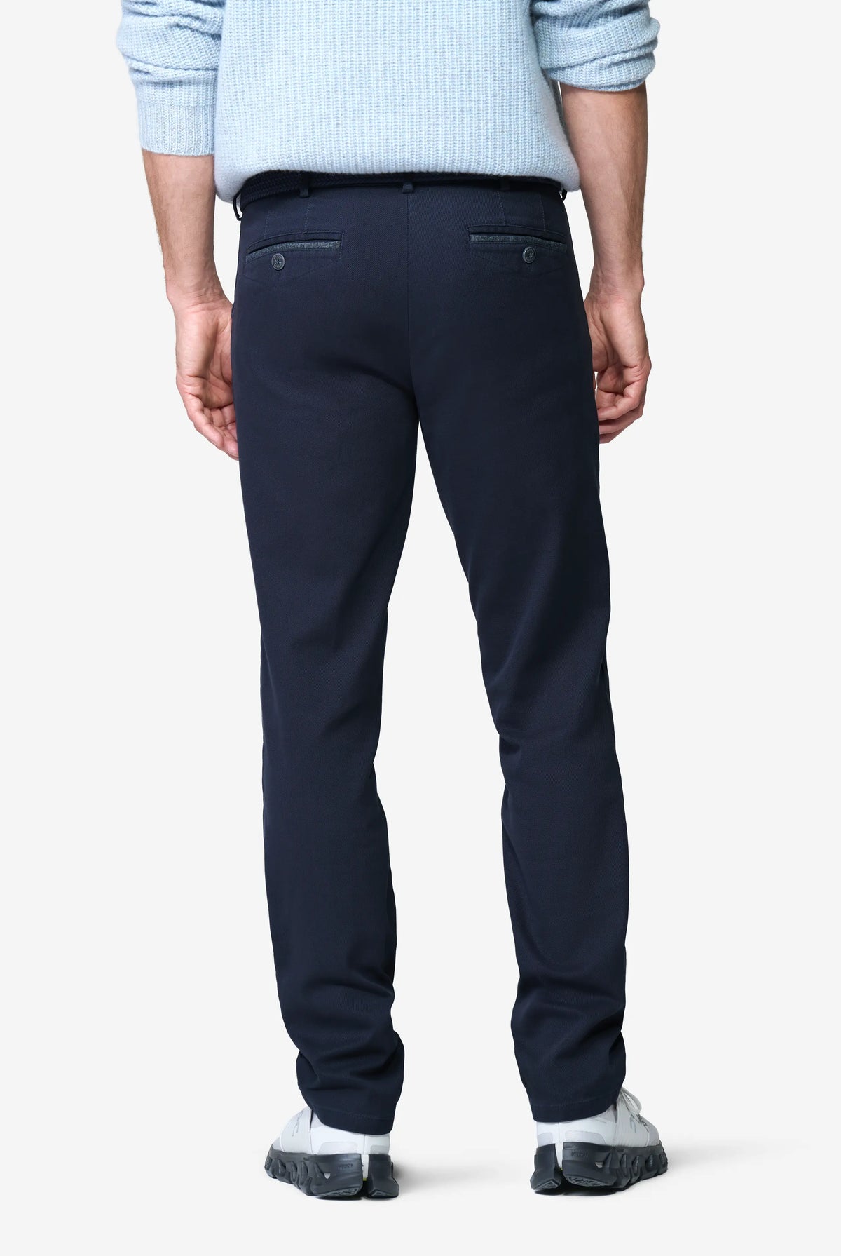 Meyer Chicago Stretch Micro Structure Chino Trousers - Navy
